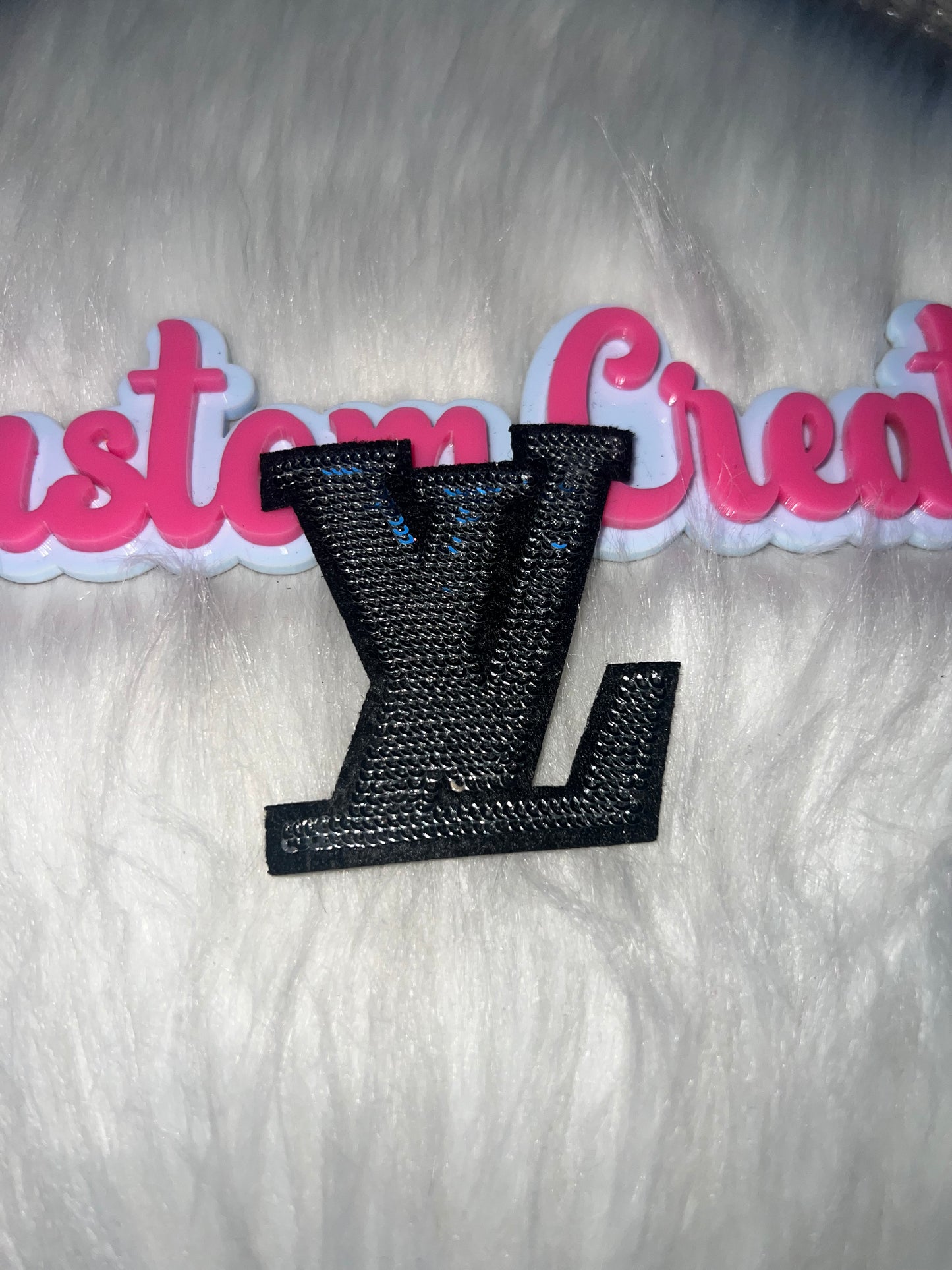 ✨ Silver & Black Vuitton LV Iron-On Patch