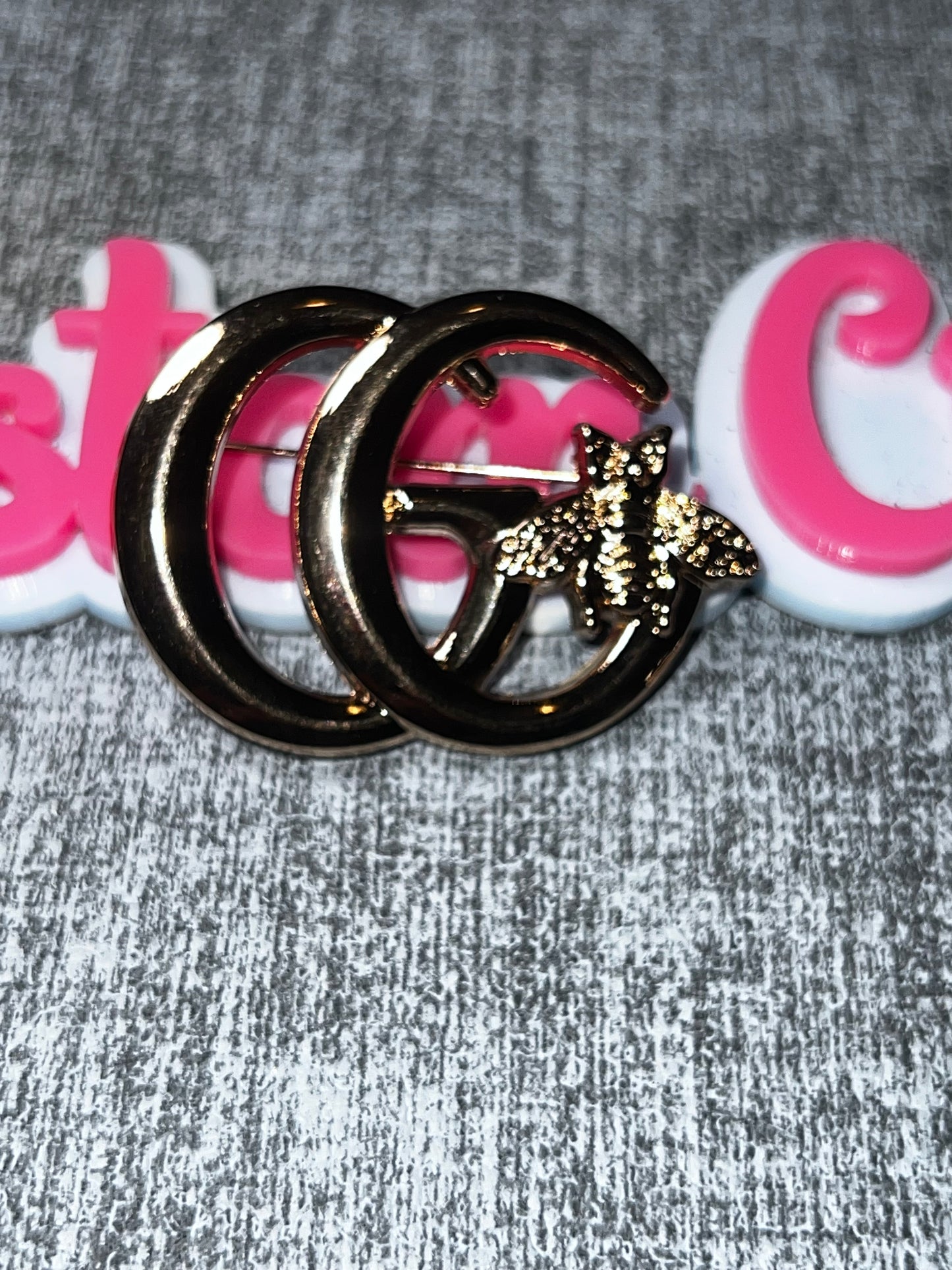 Bee Accent Double Letter Fashion Brooch – Gunmetal Pin