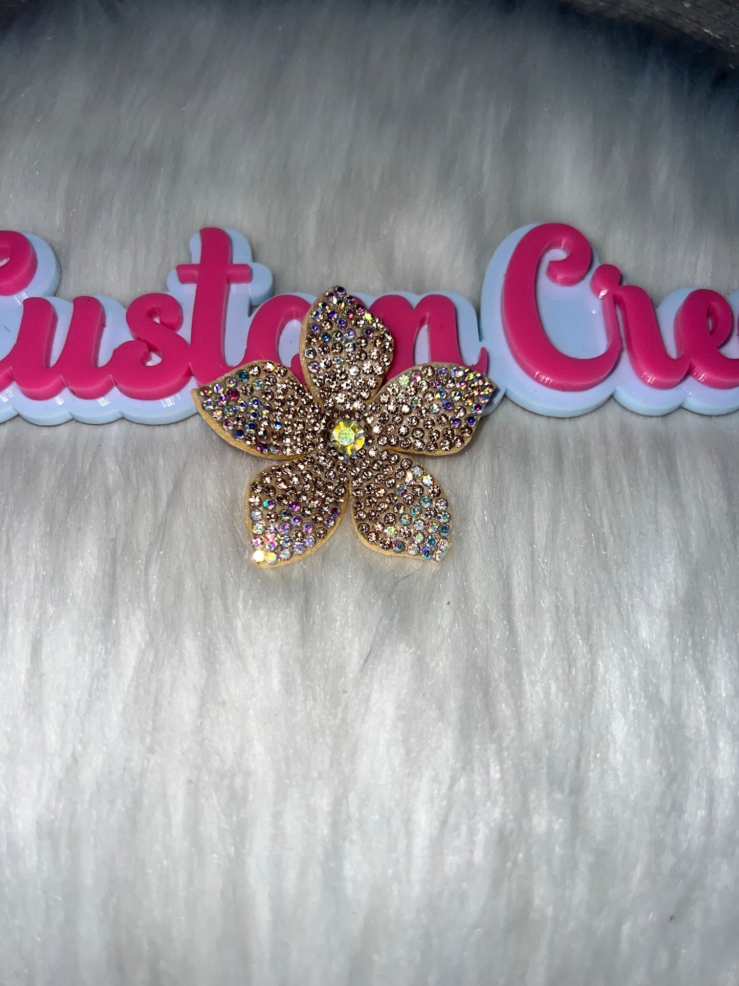 🩷 Champagne Gold Rhinestone Flower Patch