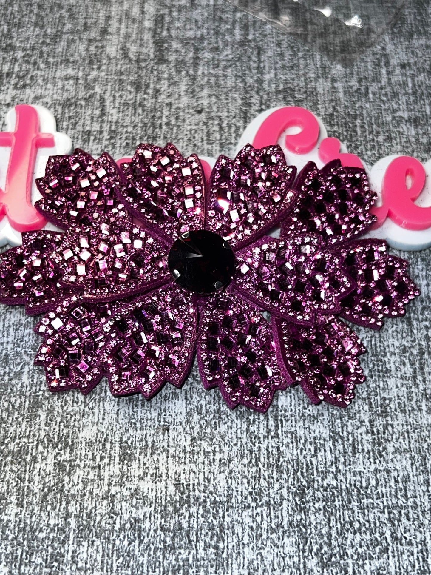 Purple Rhinestone Flower Applique – Crystal Floral Embellishment Patch