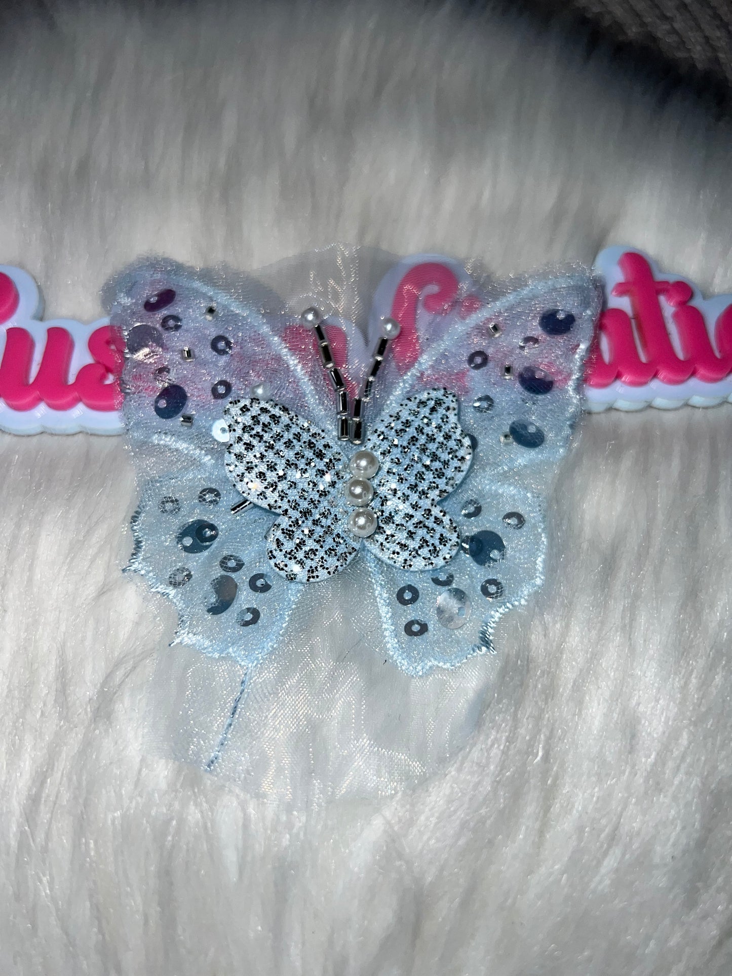 🦋❄️ Blue Sequin & Pearl Layered Butterfly