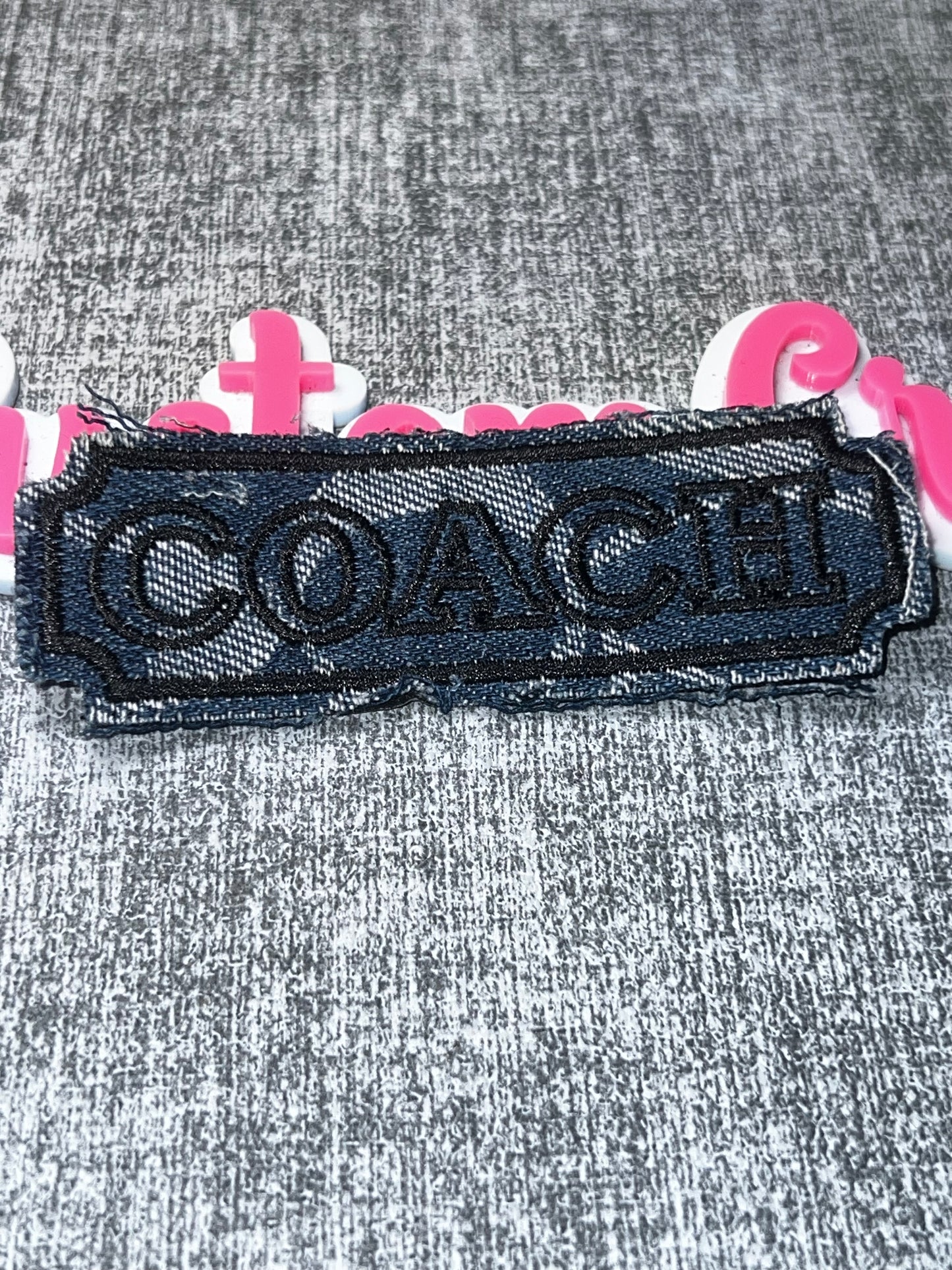 Distressed Denim Style Embroidered Iron-On Fashion Patch – Blue Applique