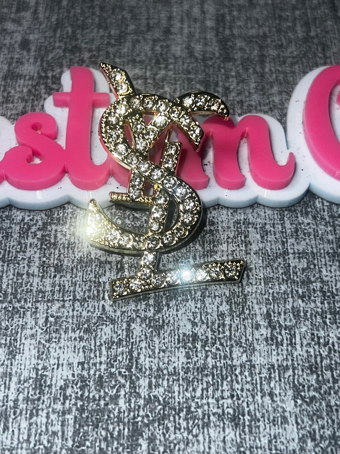Gold Crystal Monogram Brooch Pin | Fashion Rhinestone Lapel Pin
