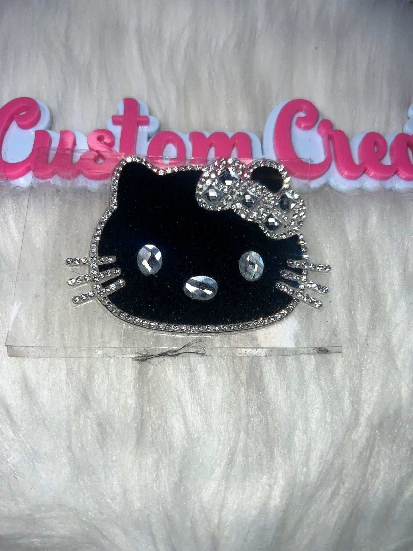 🖤 Crystal Kitty Face Patch (Iron-On)