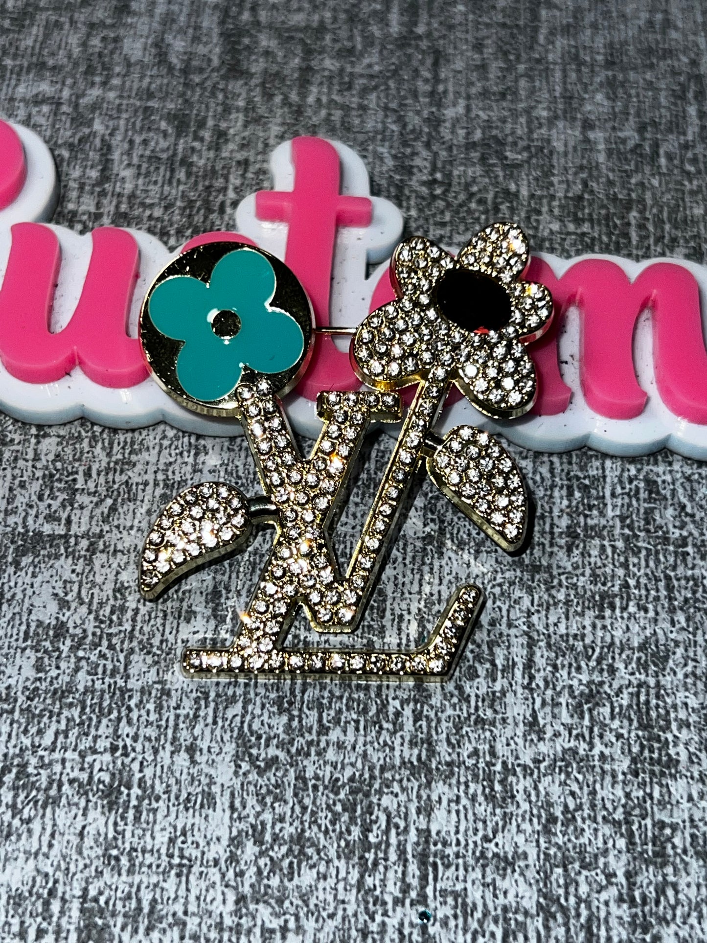 Crystal Floral Letter Fashion Brooch Pin | Turquoise Statement Brooch