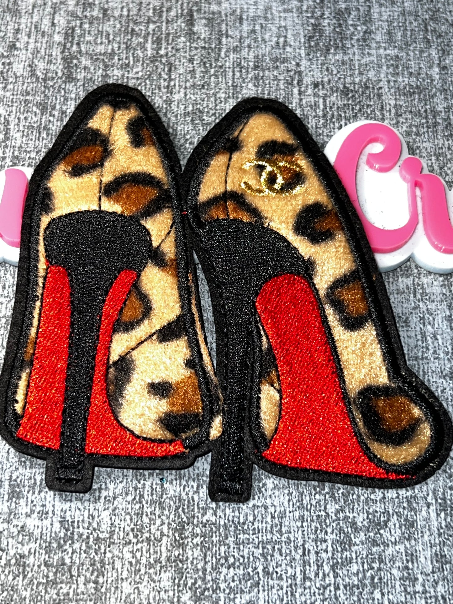 Leopard Print High Heel Embroidered Iron-On Patch | Fashion Appliqué