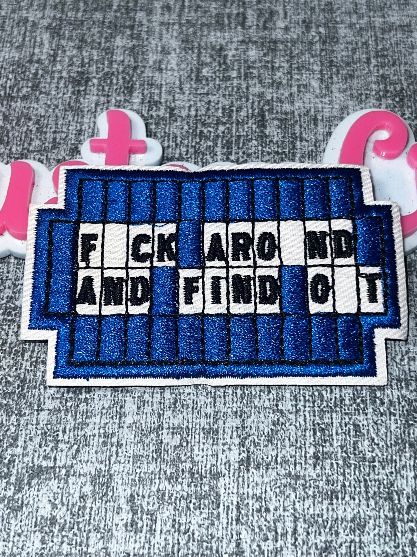 Blue Letter Board Embroidered Iron-On Patch | Funny Statement Appliqué