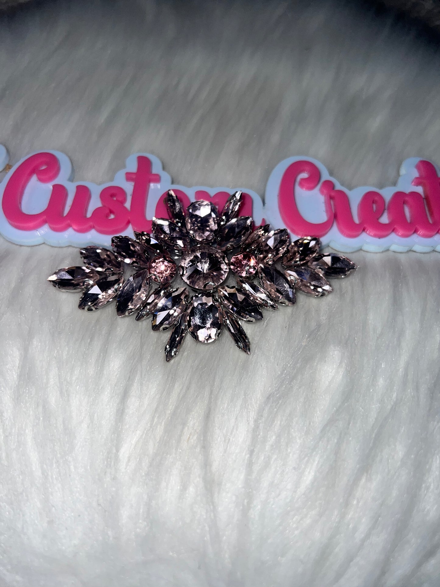 Light Pink Crystal Floral Appliqué