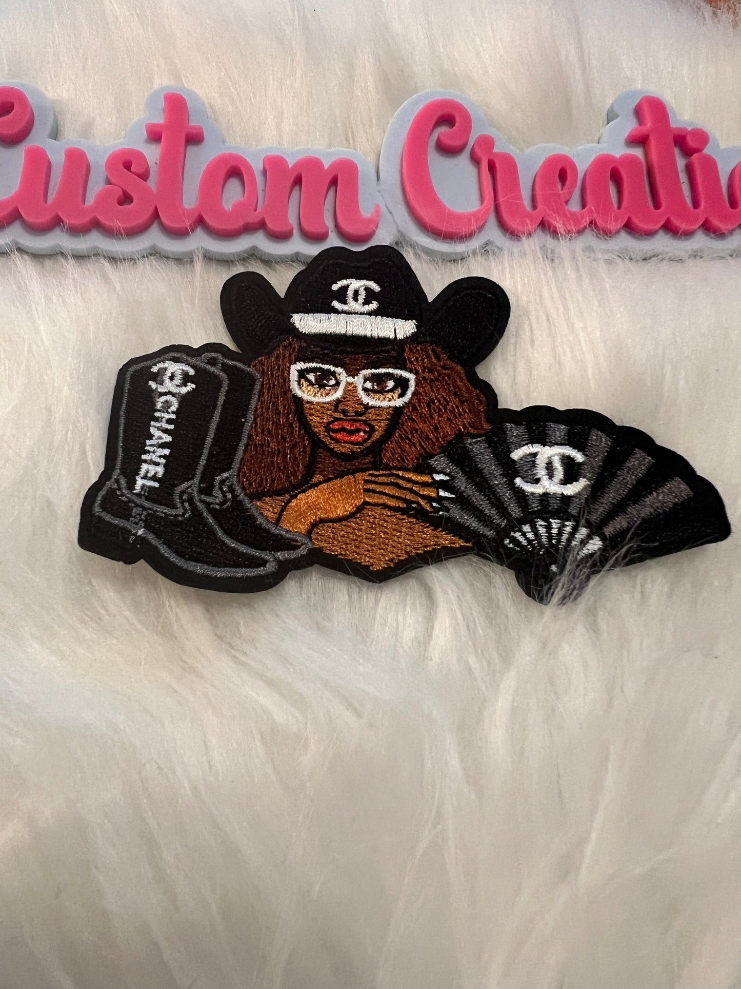 Cowgirl Boots Fan CC Black White
