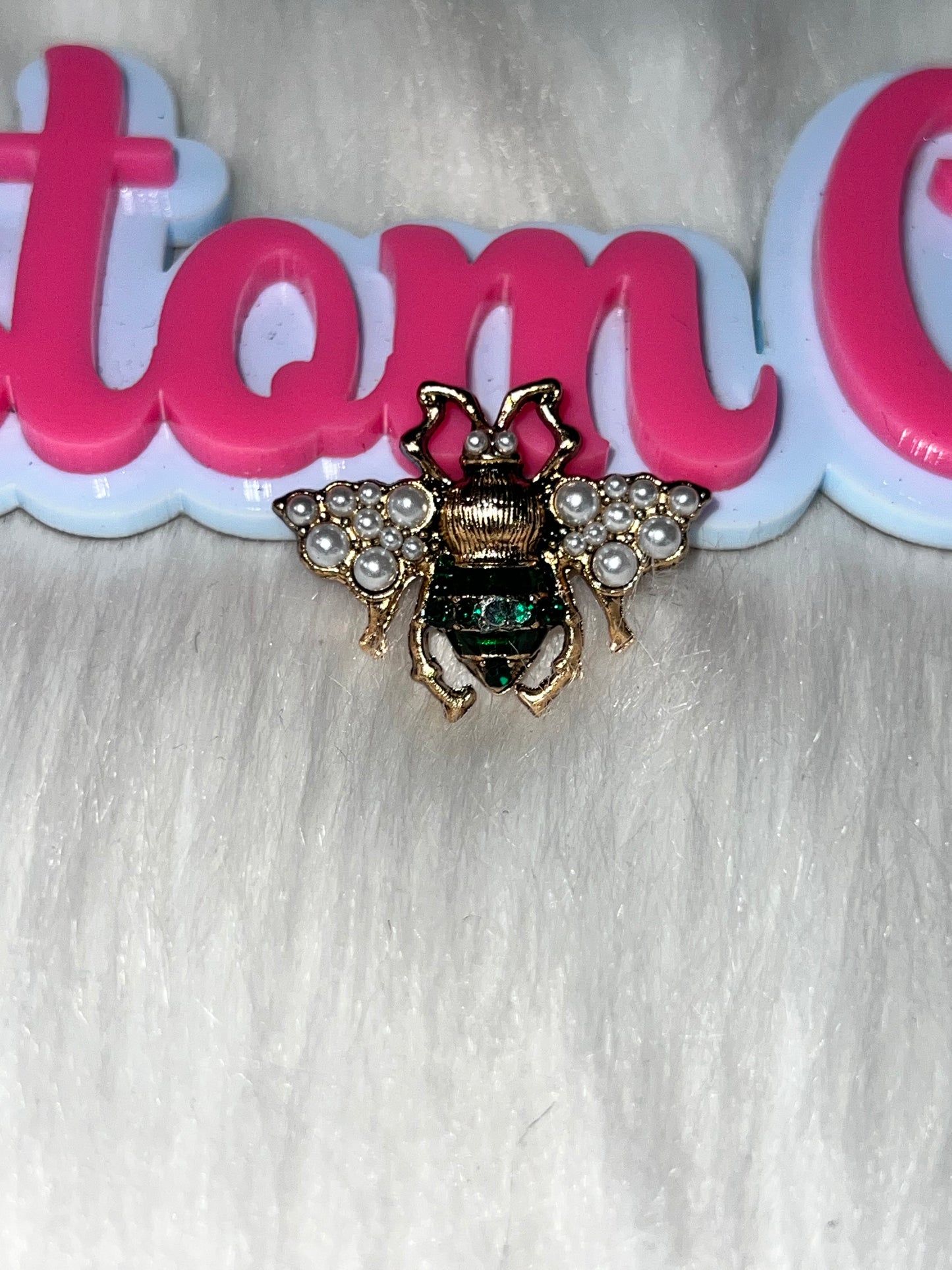 π Green Bee Metal Charm (Small)
