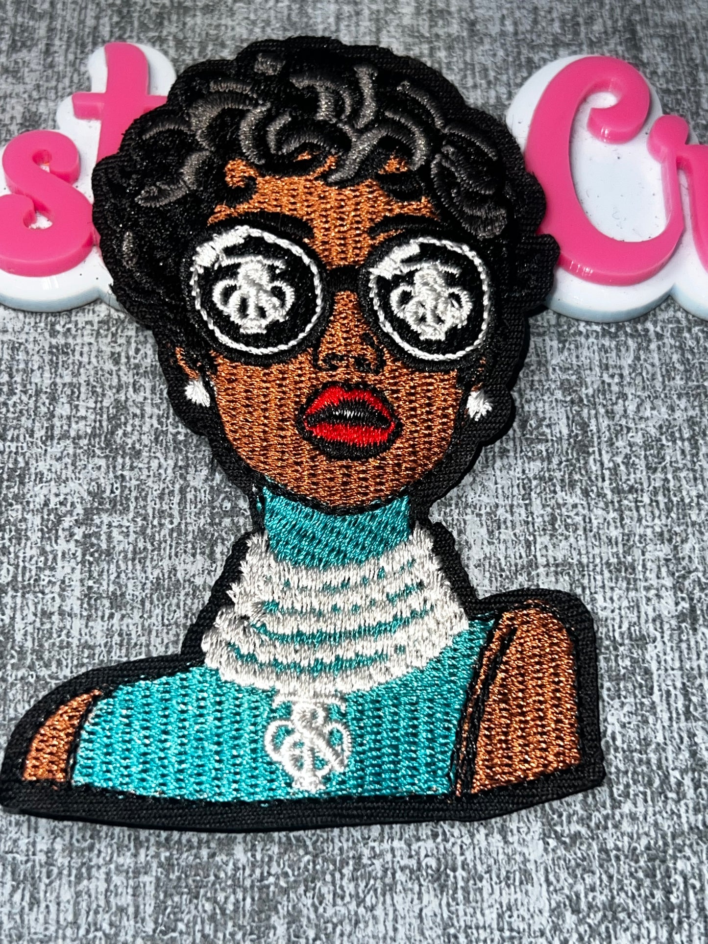 Fashion Lady Embroidered Iron-On Patch | Stylish Woman Character Appliqué