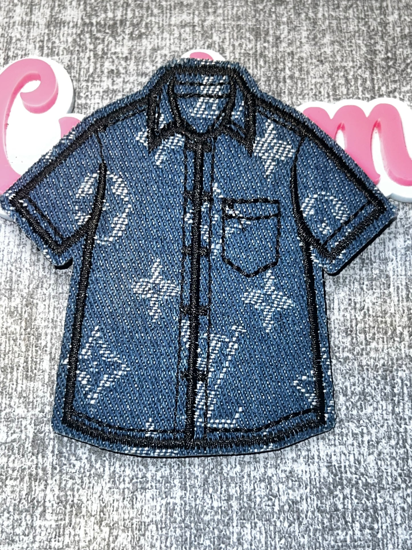Denim Button-Up Shirt Embroidered Patch – Fashion Decorative Applique