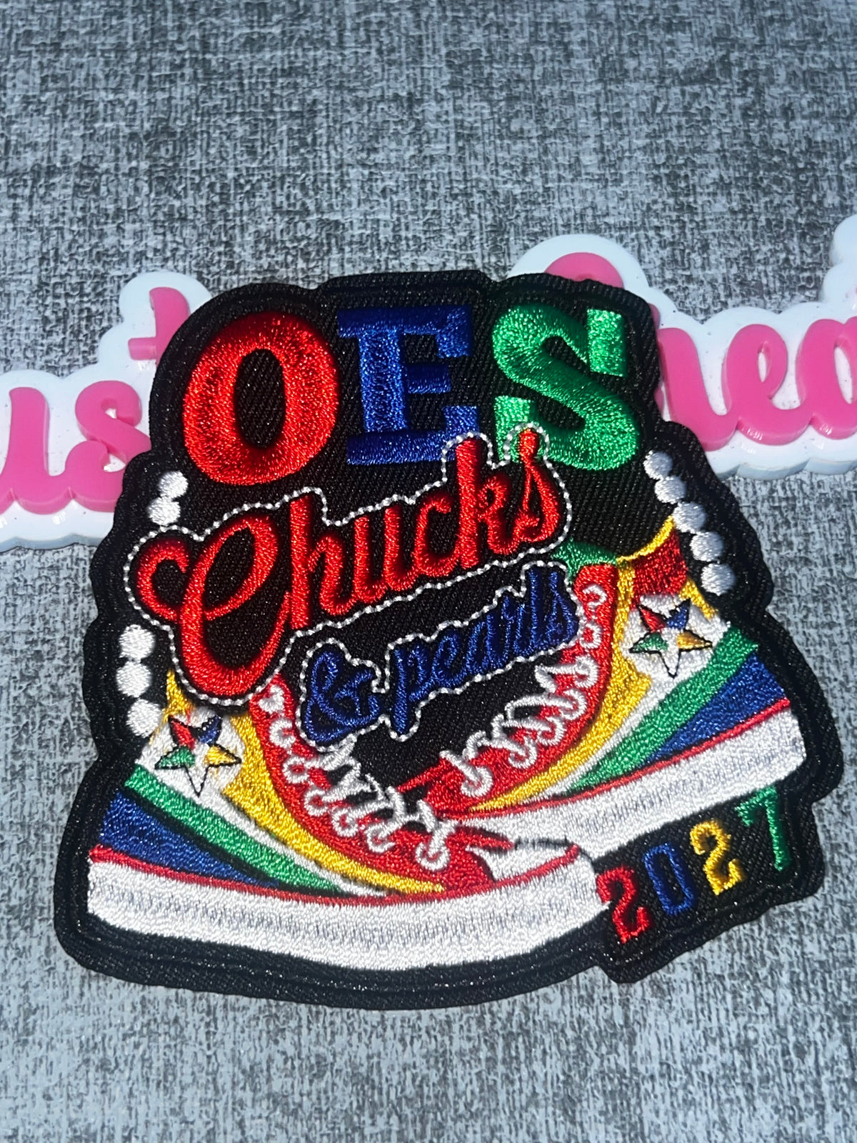 OES Chucks & Pearls 2027 Sneaker Patch – Embroidered Iron-On Applique