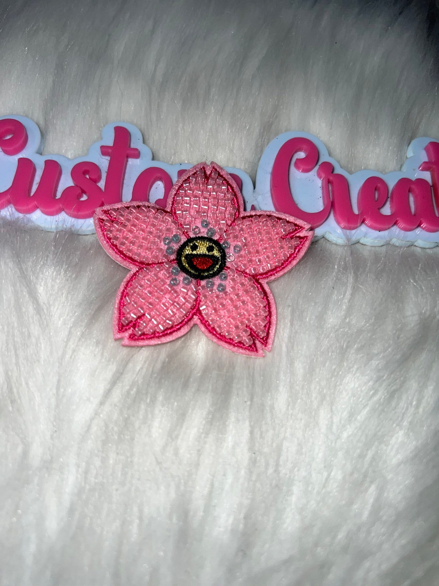 Pink Beaded Flower Patch