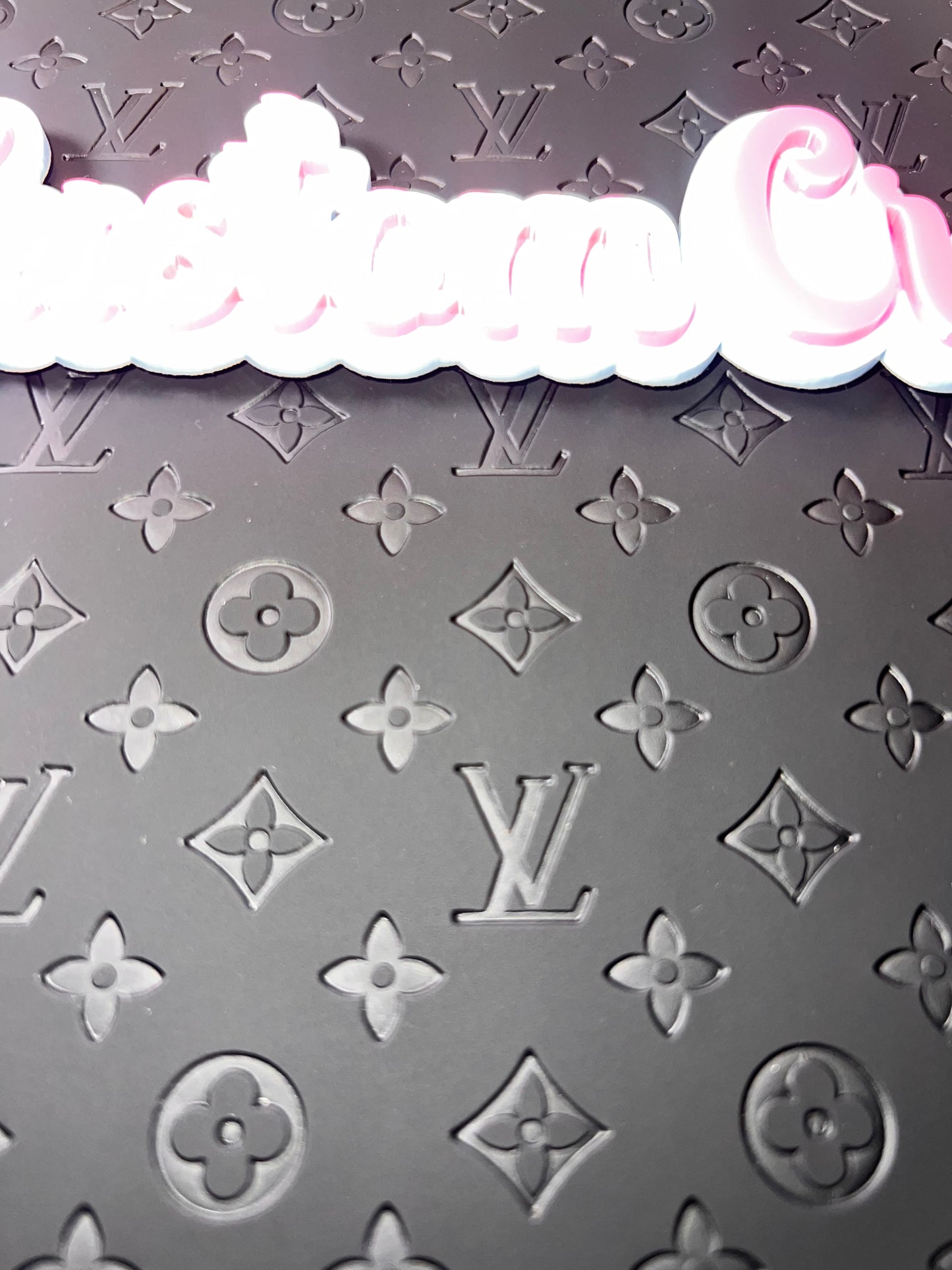 Matte Charcoal Gray Embossed Monogram Faux Leather Sheet 9x12 – Faux Leather for Bows, Earrings & DIY Crafts