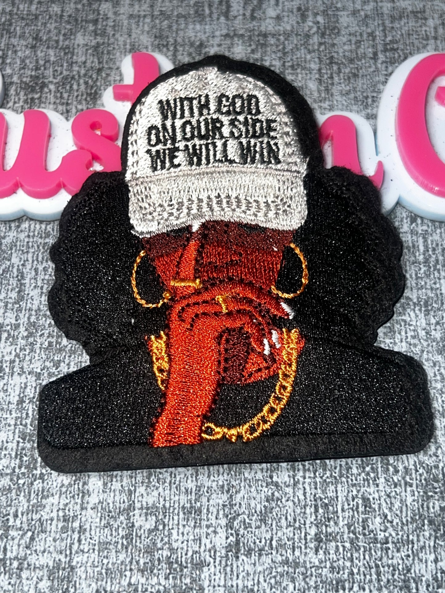 Faith Over Fear Girl Embroidered Iron-On Patch – Inspirational Decorative Applique