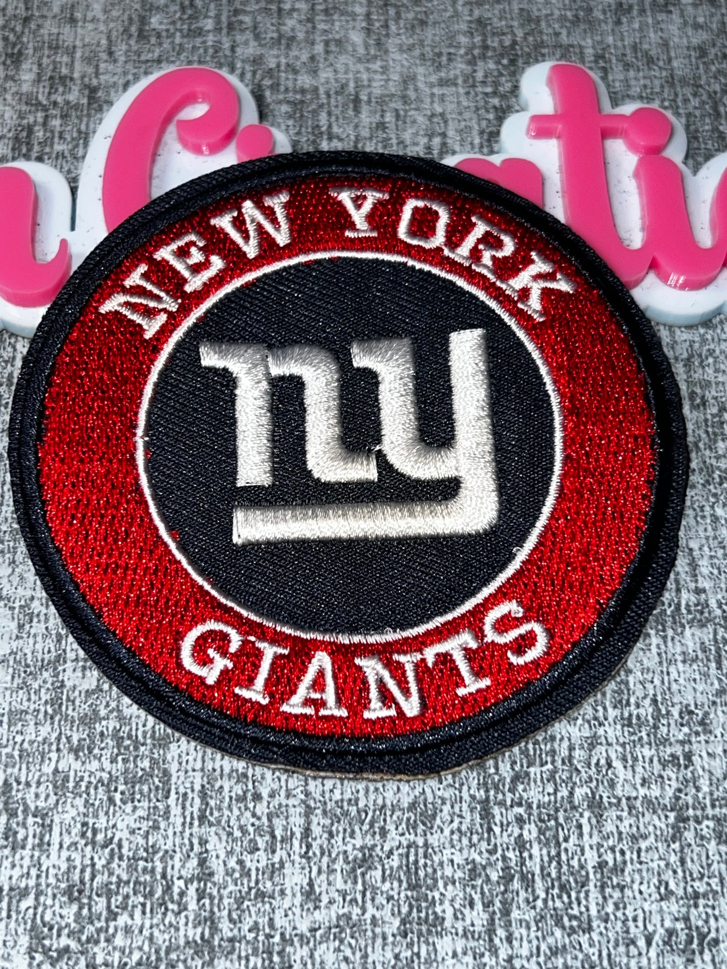 Red Black Circle Letter Embroidered Iron-On Patch | Statement Appliqué