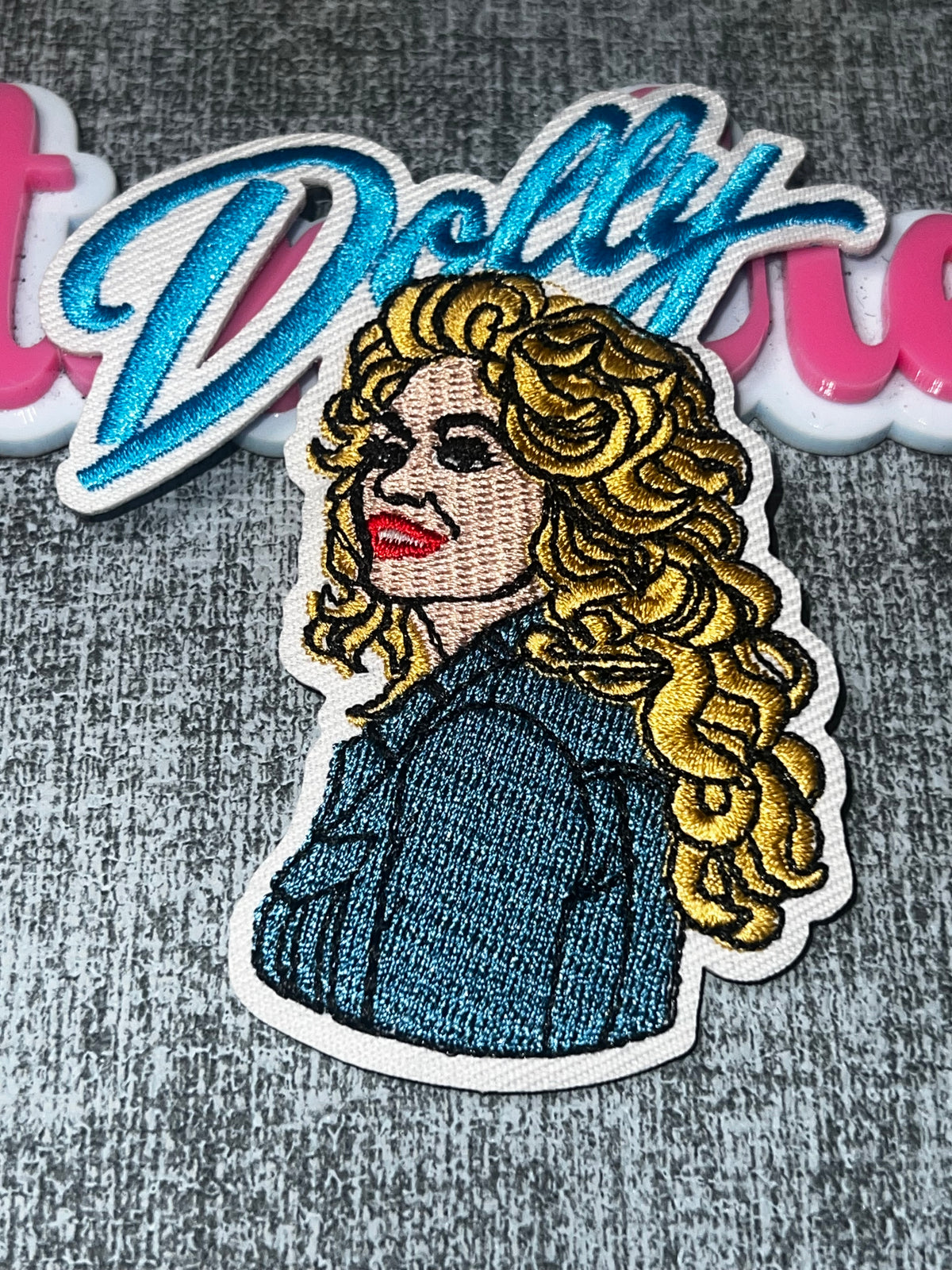 Blonde Country Music Woman Blue Script Embroidered Patch