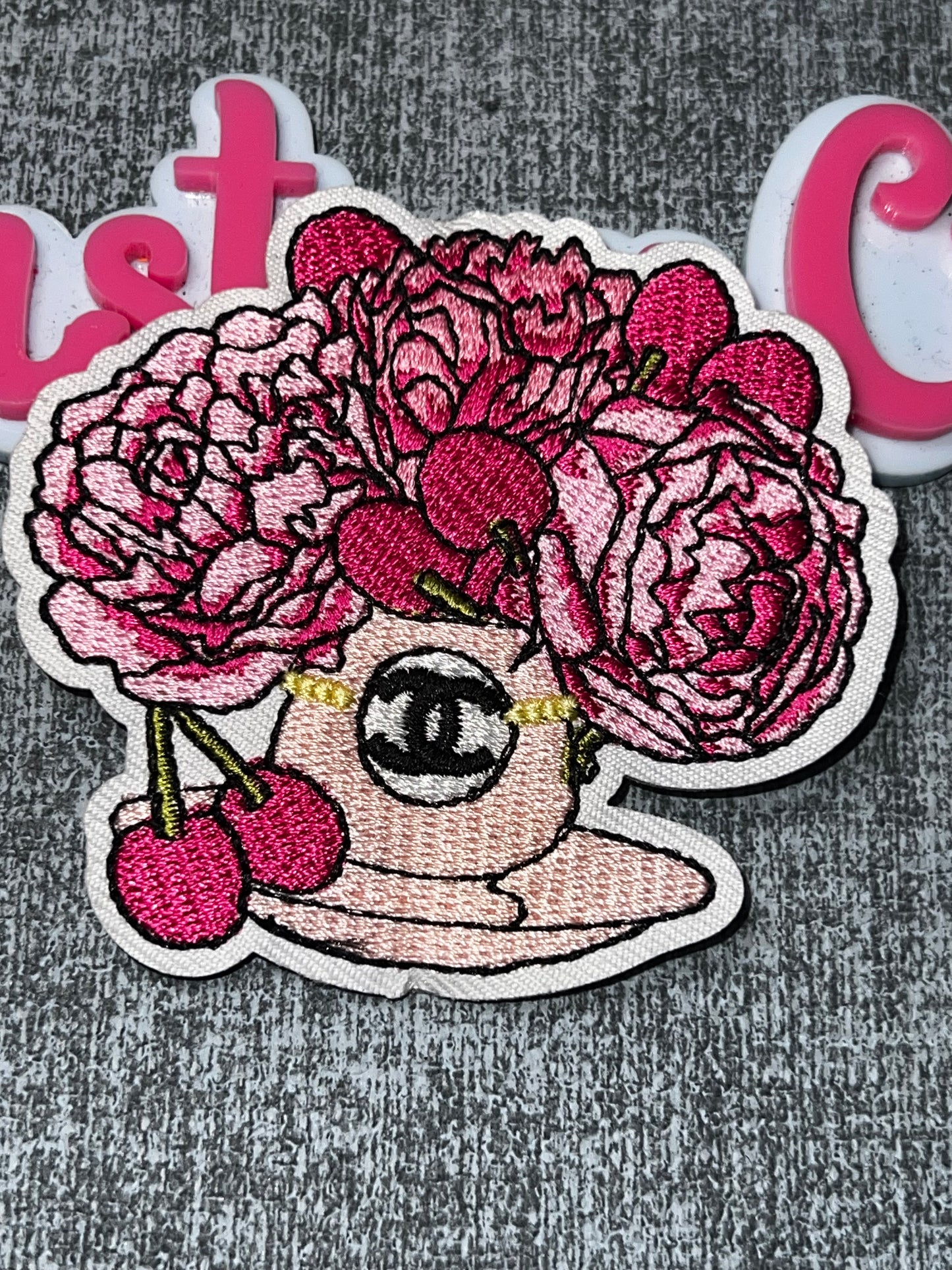Pink Floral Teacup Patch – Embroidered Fashion Applique