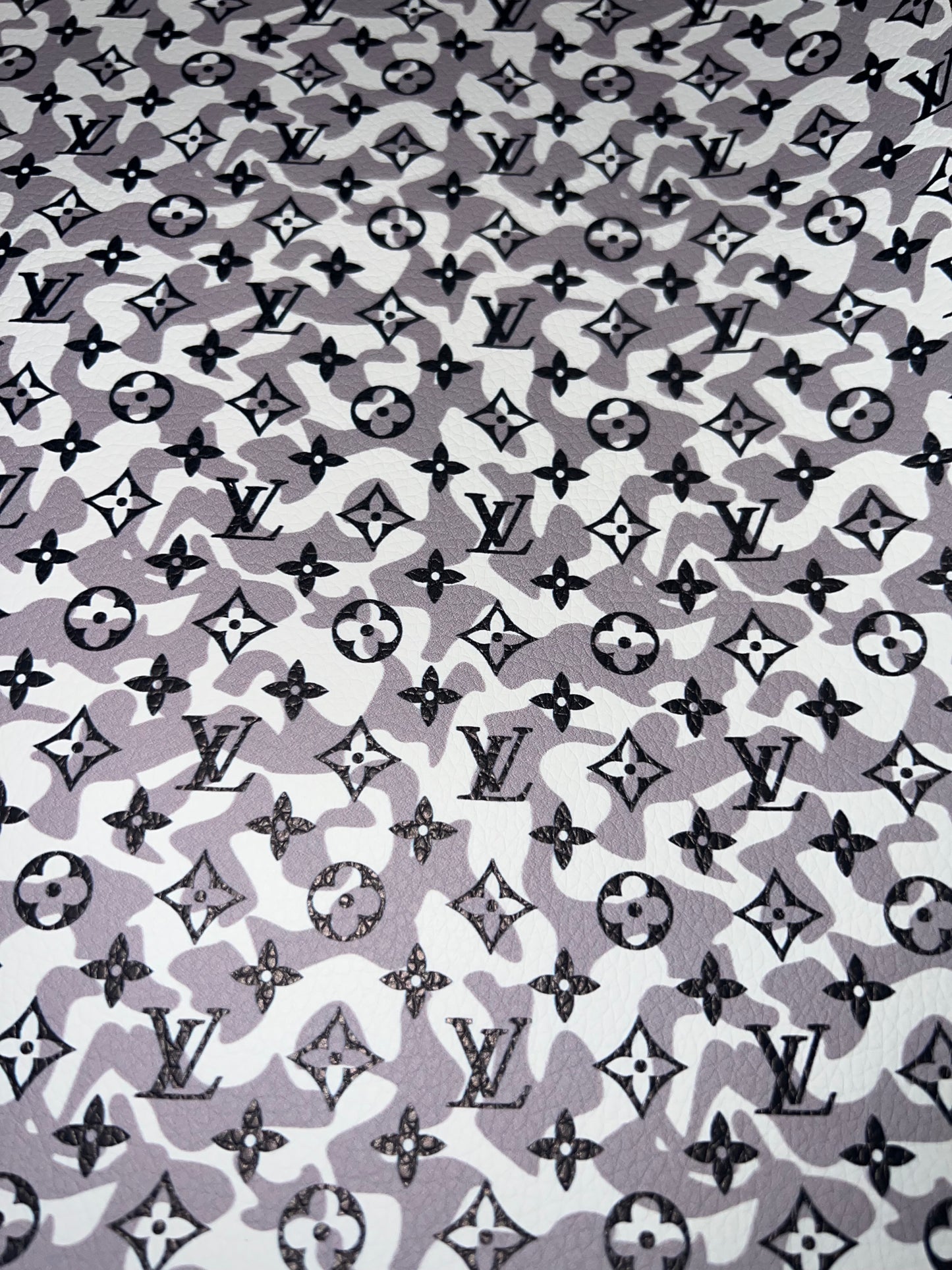 Grey Camo Monogram Style Faux Leather Sheet – 9x12