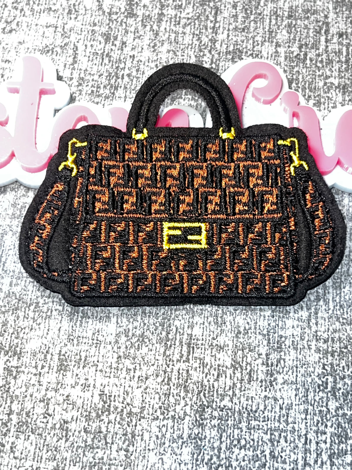 Brown Monogram Handbag Patch – Embroidered Iron On Applique