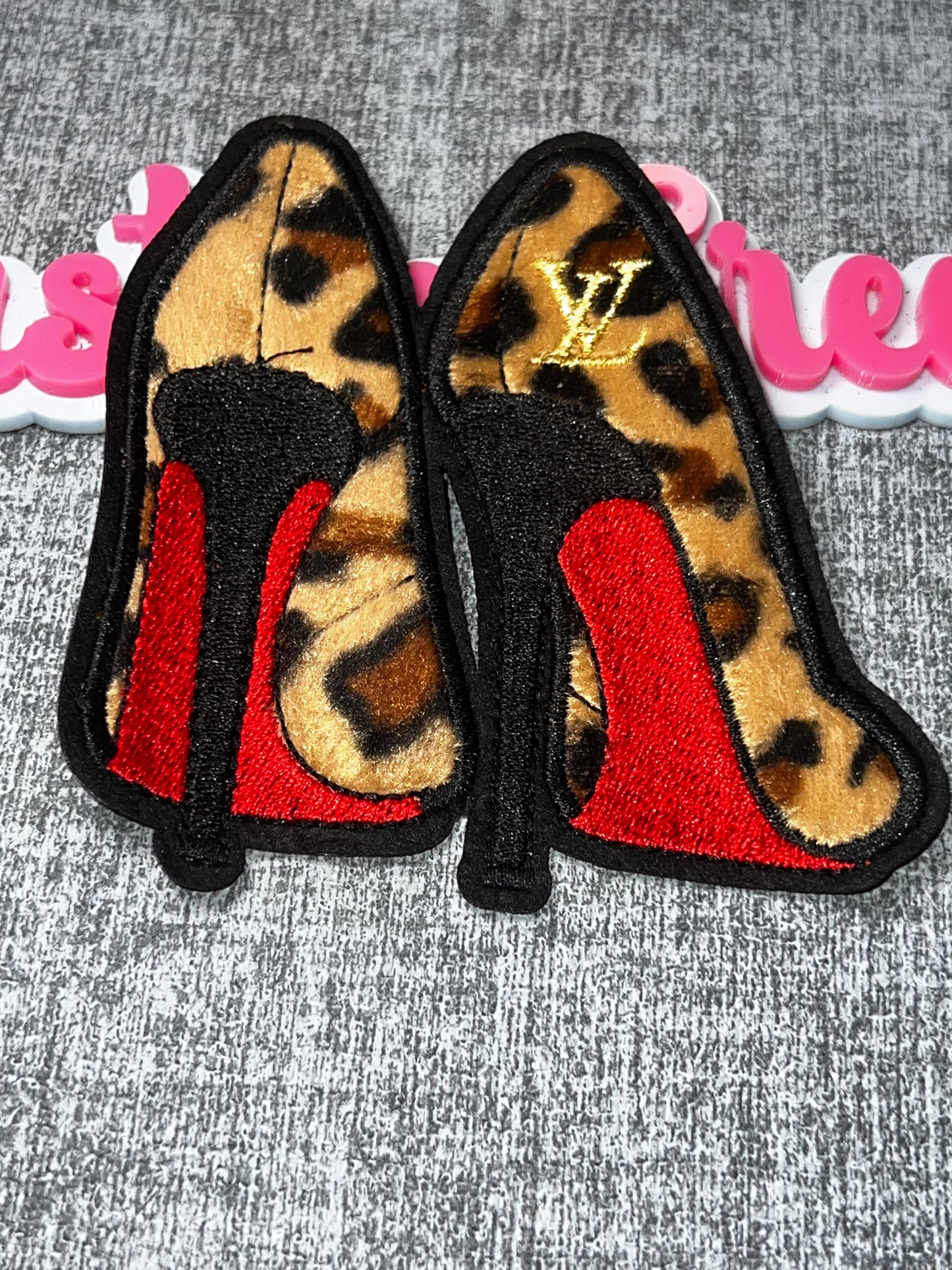 Leopard Print High Heel Embroidered Patch – Fashion Shoe Iron-On Applique