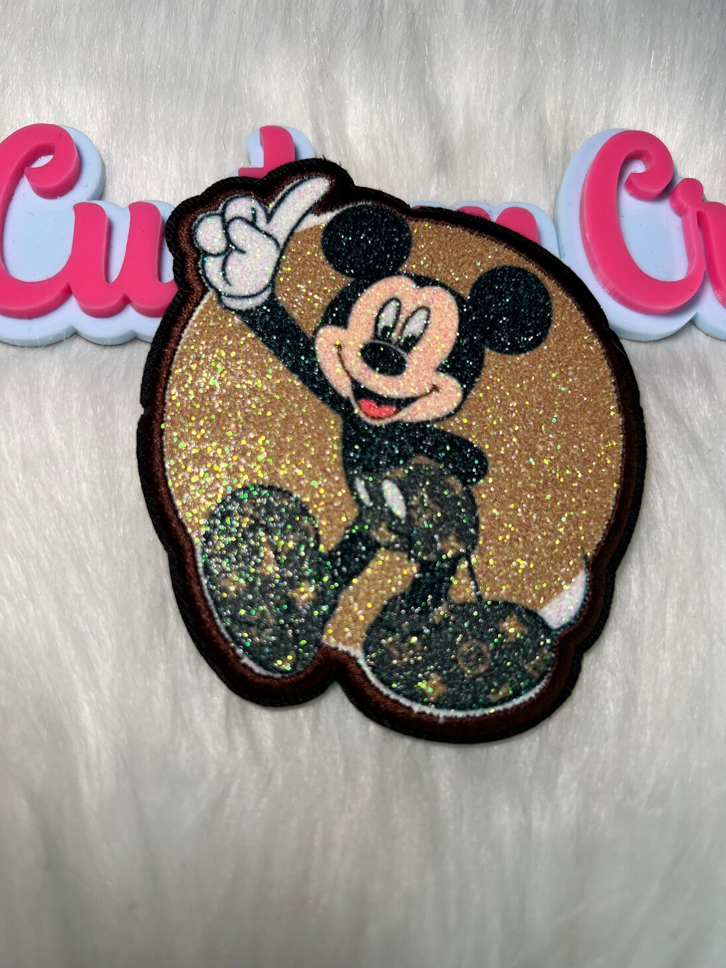 🖤✨ Gold Glitter Mickey LV Iron-On Patch
