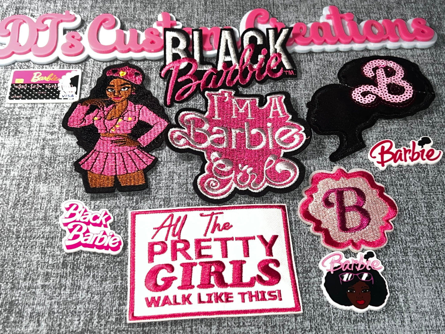 Pink Fashion Girl Embroidered Patch Bundle