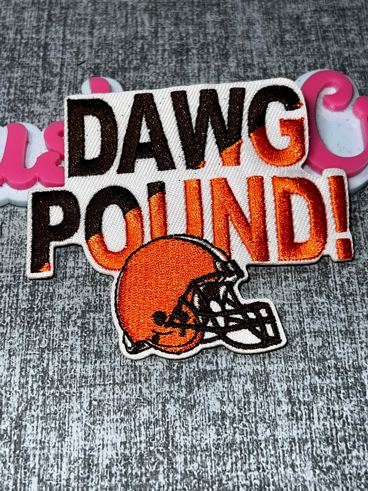 Dawg Pound Orange Helmet Patch – Embroidered Iron On Applique