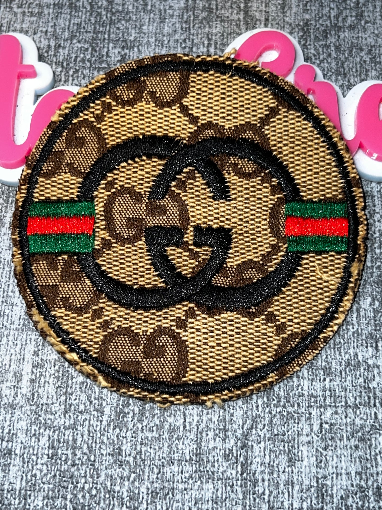 Tan & Brown Round Fashion Patch – Embroidered Applique
