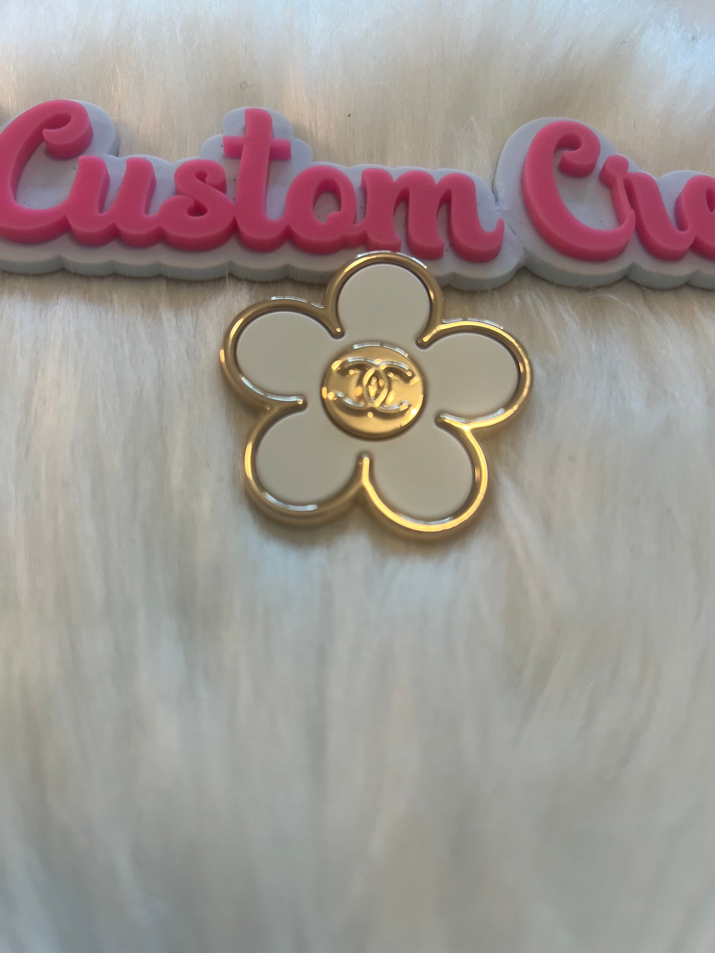 Gold White CC Brooch