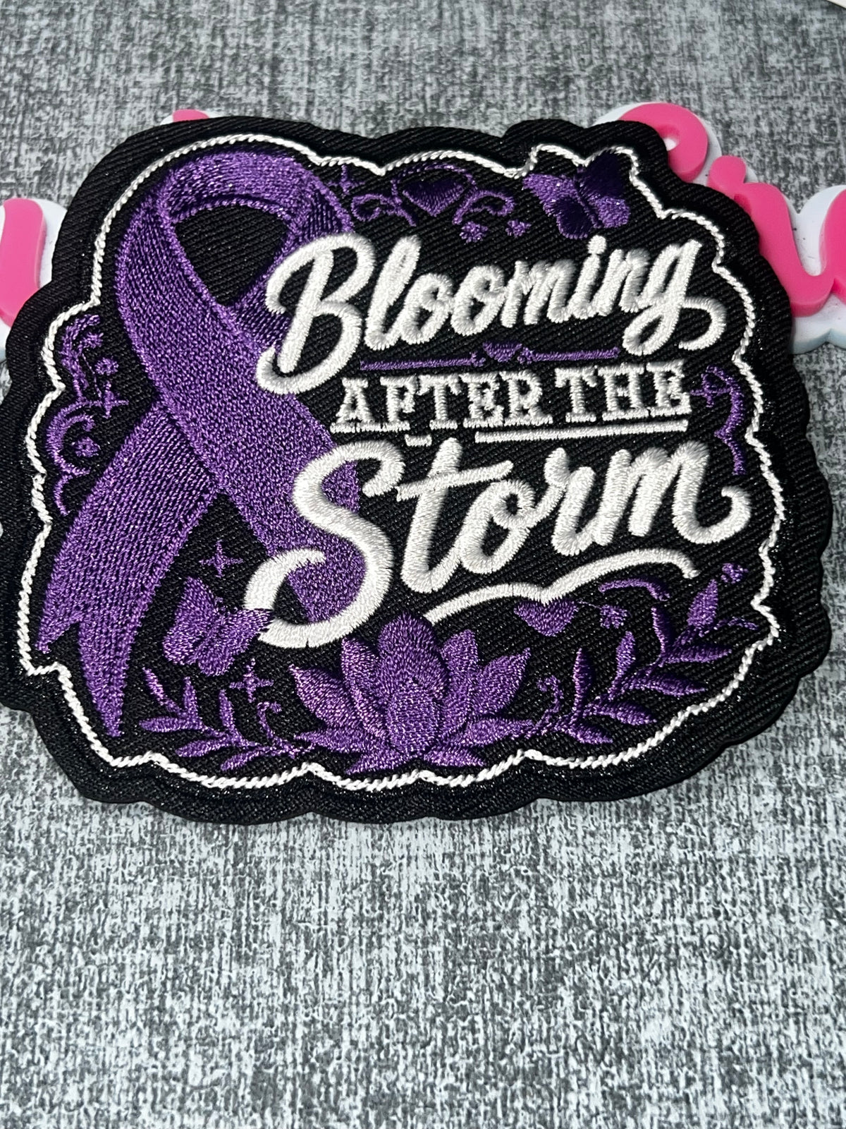 Blooming After the Storm Purple Awareness Patch – Embroidered Iron-On Applique