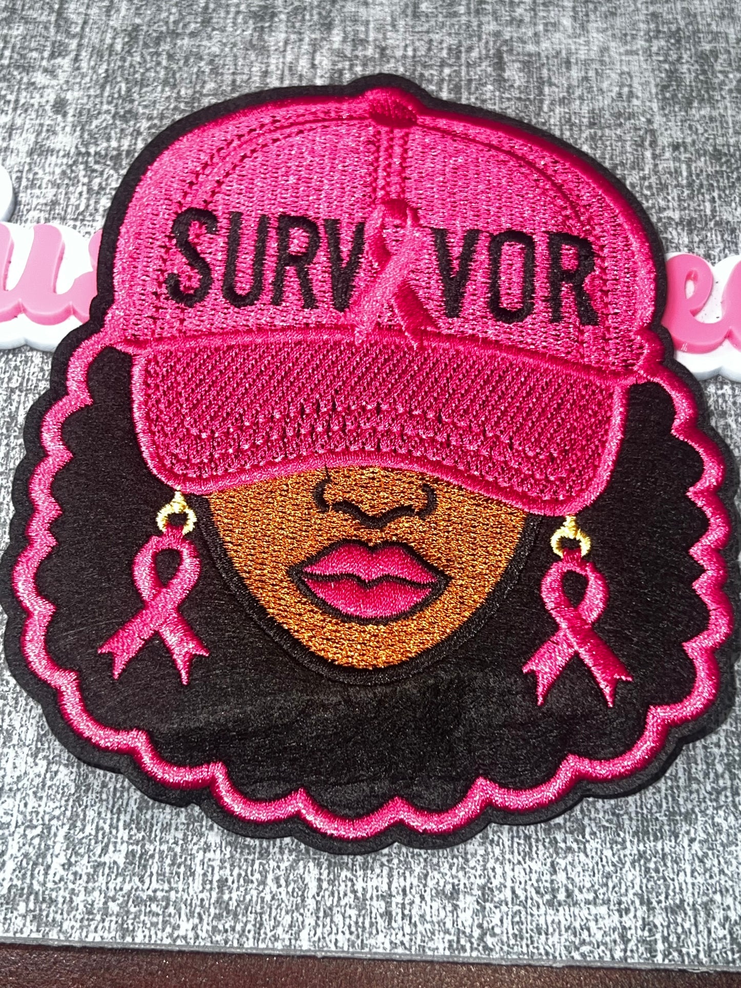 Survivor Pink Hat Woman Breast Cancer Awareness Patch – Embroidered Iron On Applique