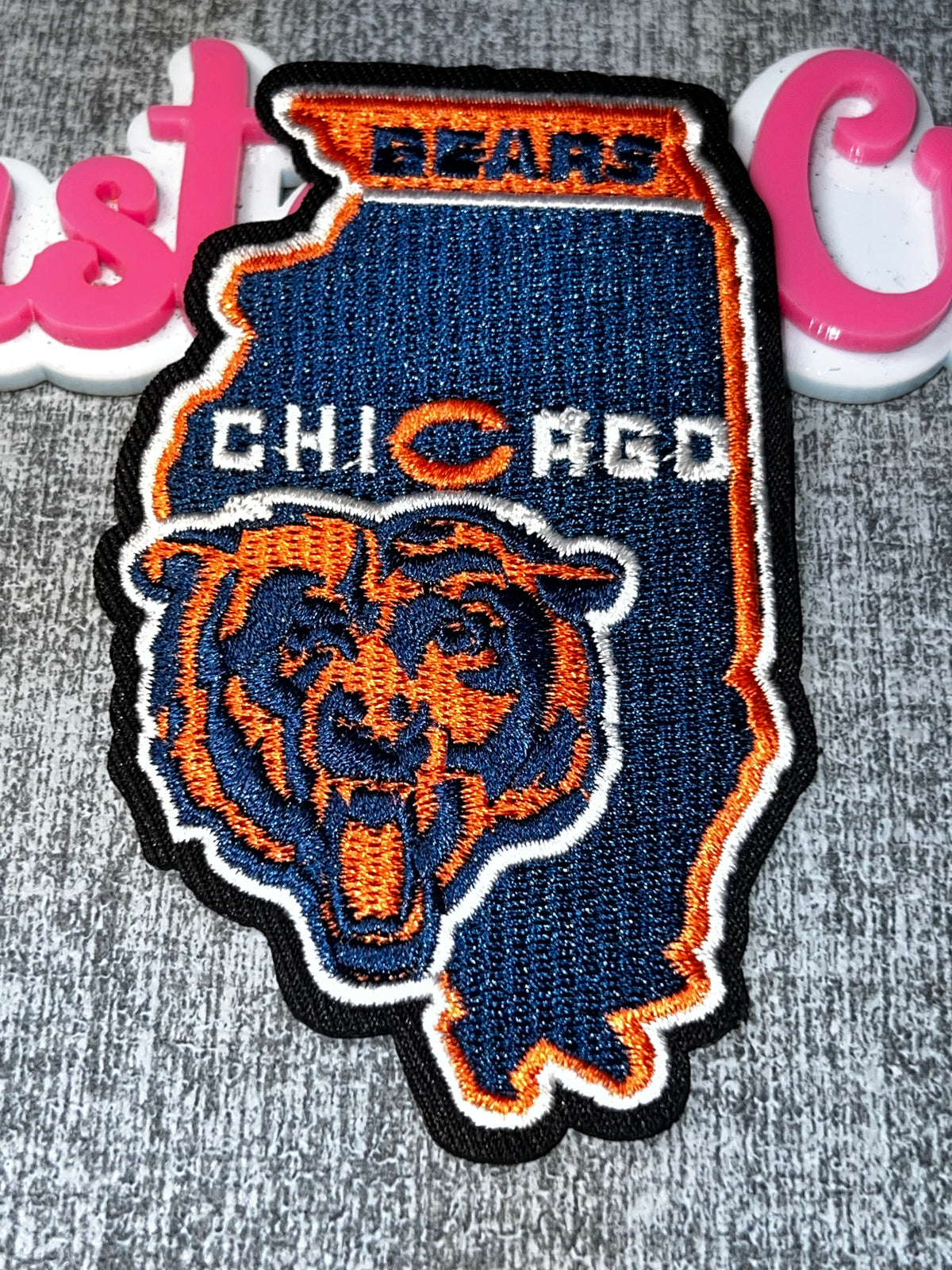 Navy Blue Orange State Shape Animal Embroidered Iron-On Patch – Game Day Applique