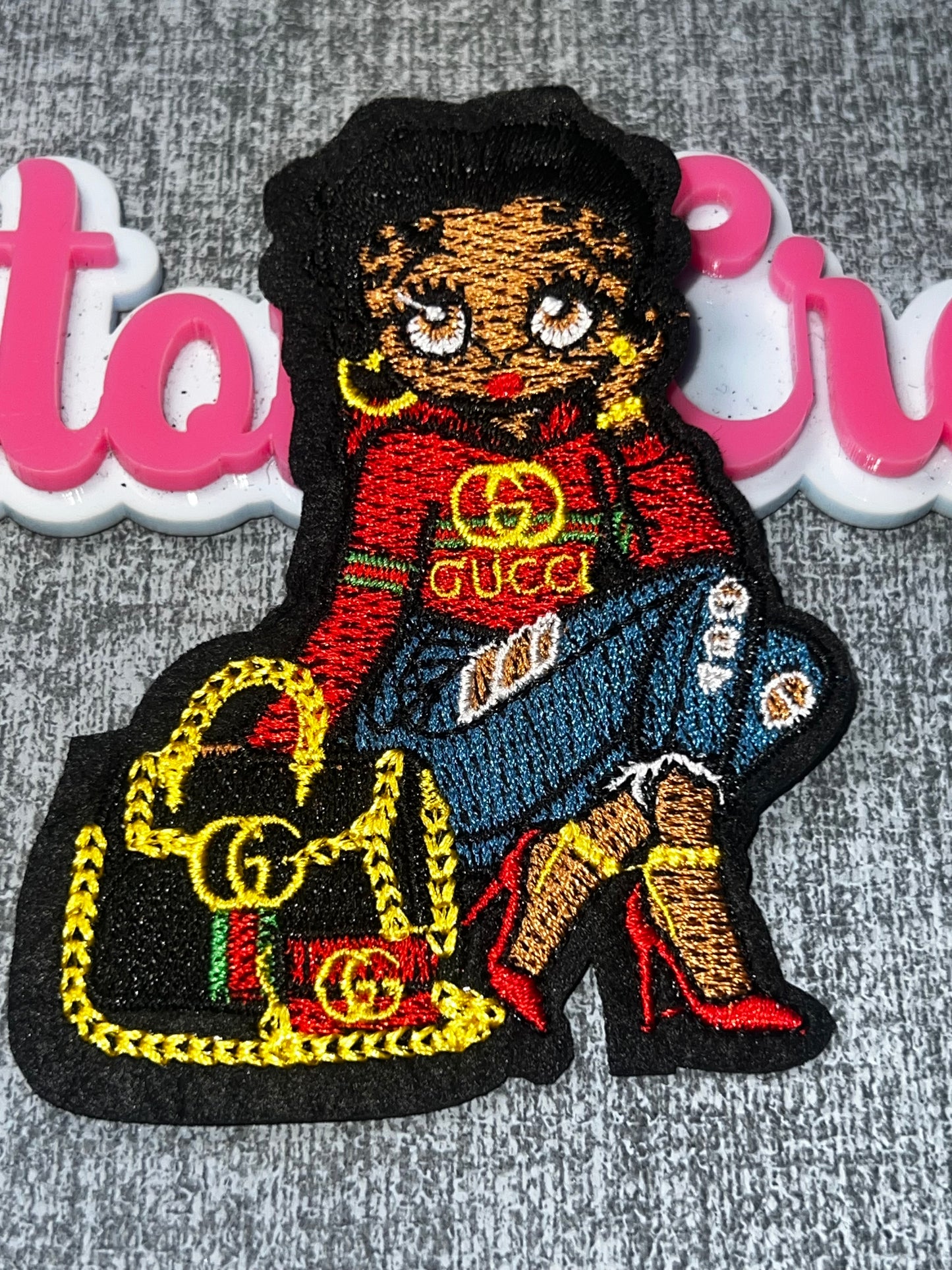 Fashion Doll Sitting Embroidered Iron-On Patch – Glam Girl Applique small