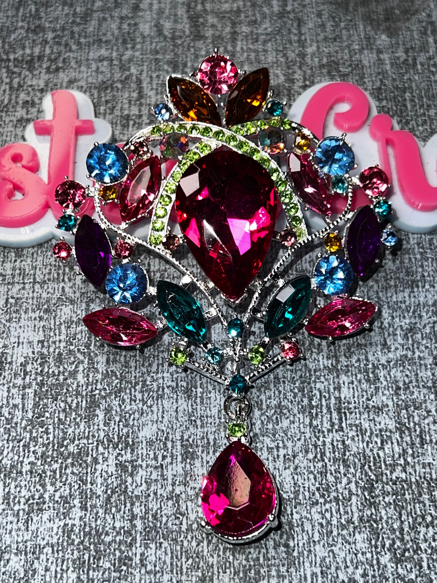 Multicolor Rhinestone Statement Brooch Pin | Crystal Fashion Brooch for Jackets Hats Bags & DIY Crafts