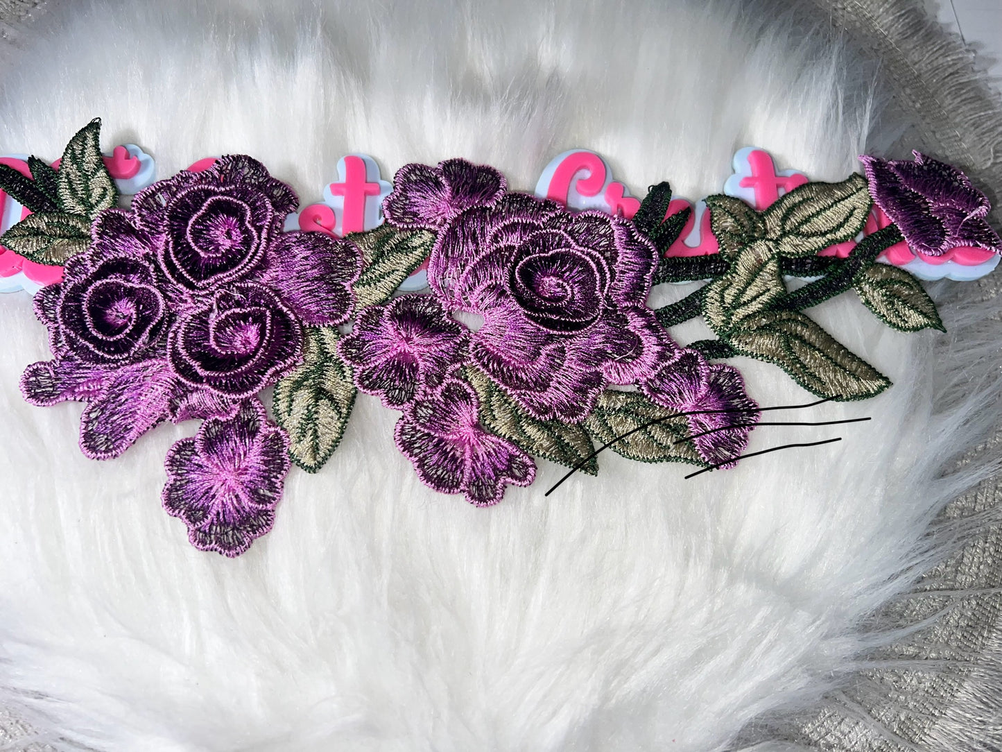 Purple 3D Rose Floral Appliqué