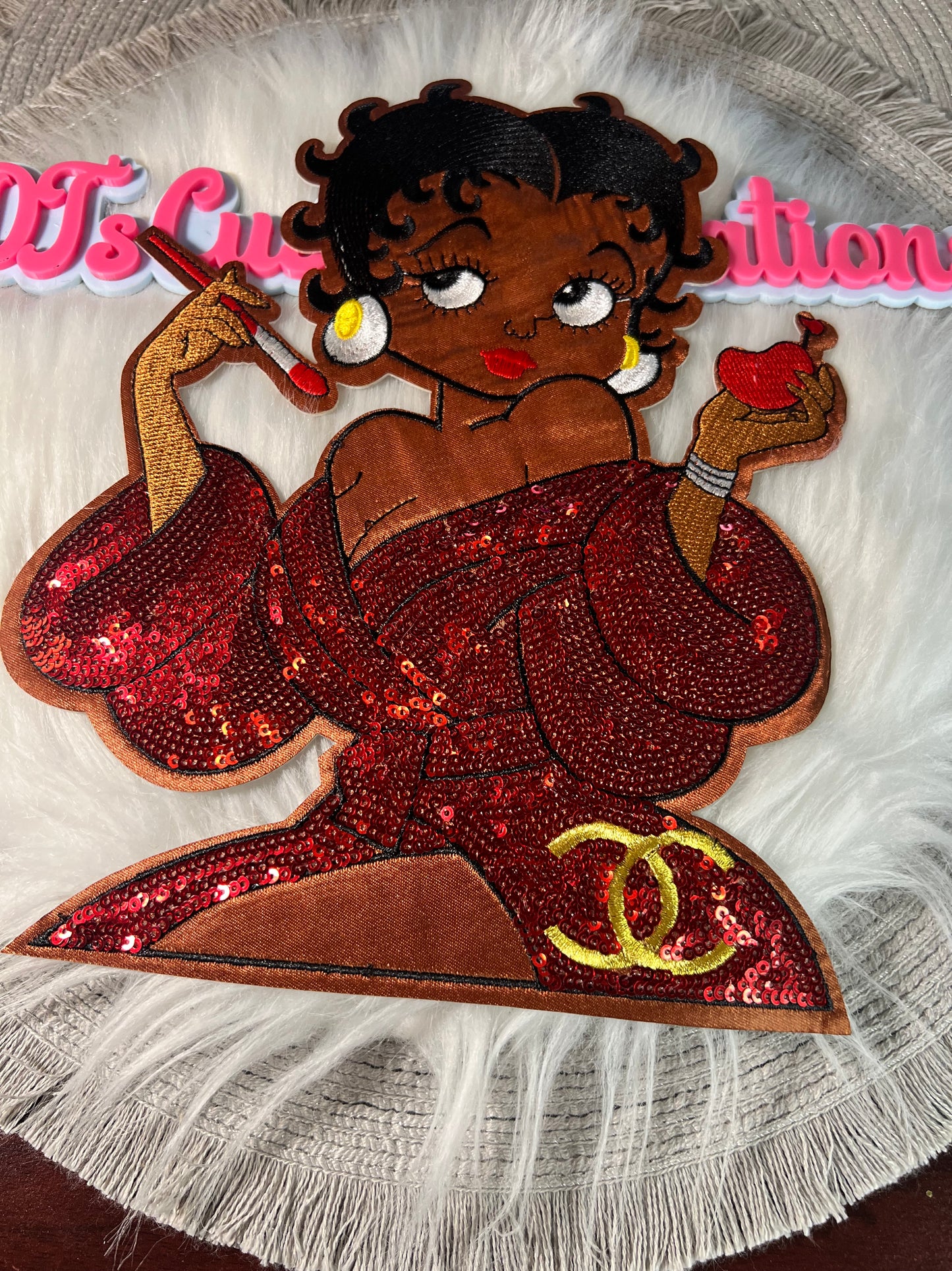 π Red Glam Diva CC Iron-On Patch