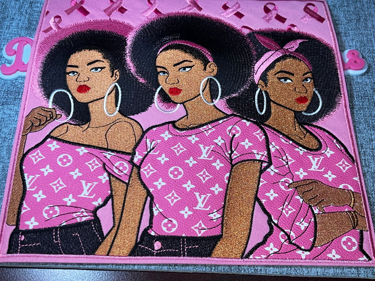 Pink Women Awareness Fashion Rectangle Iron-On Sew-On Patch