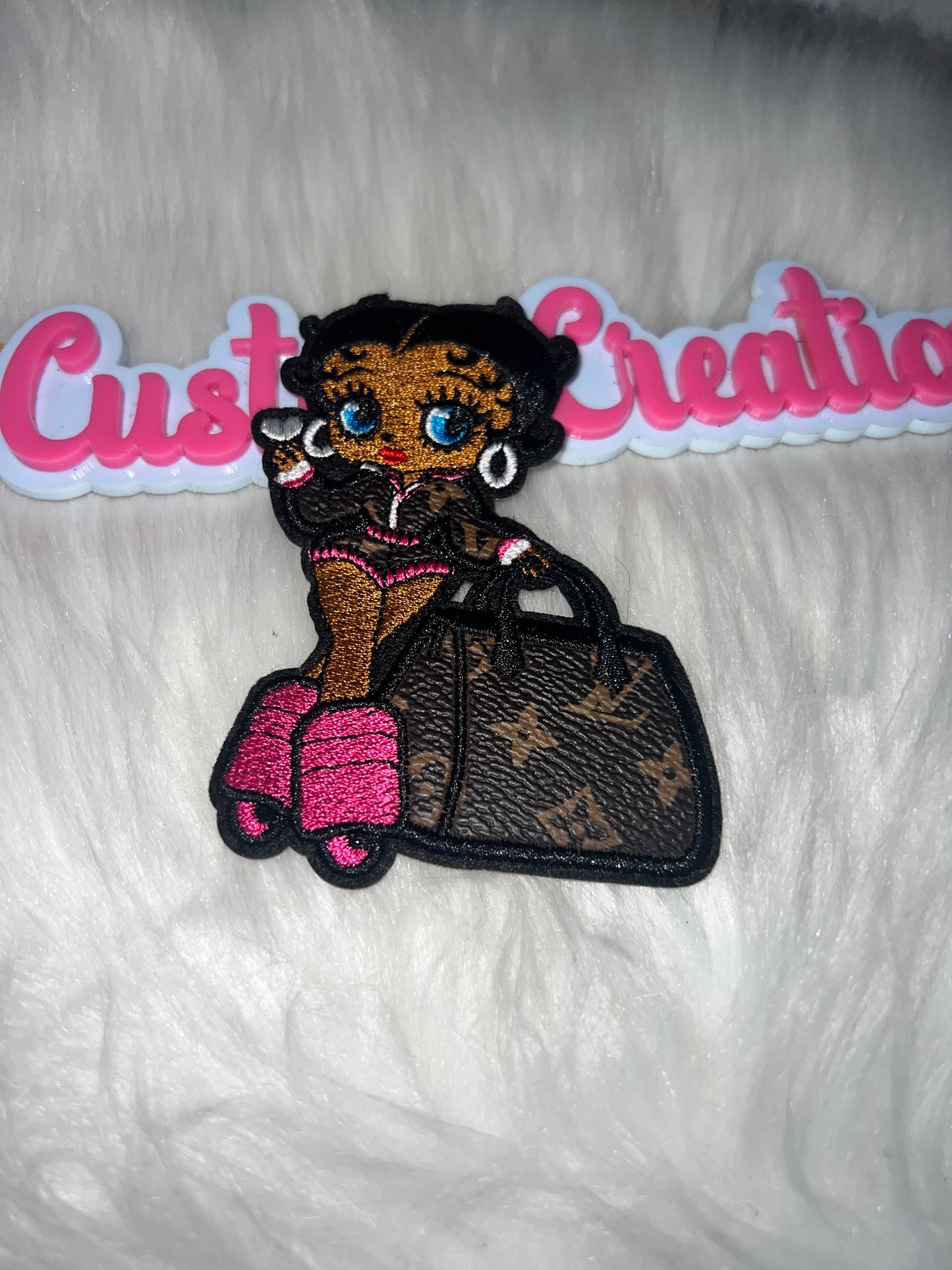 Betty Girl With LV Bag Pink legs Patch