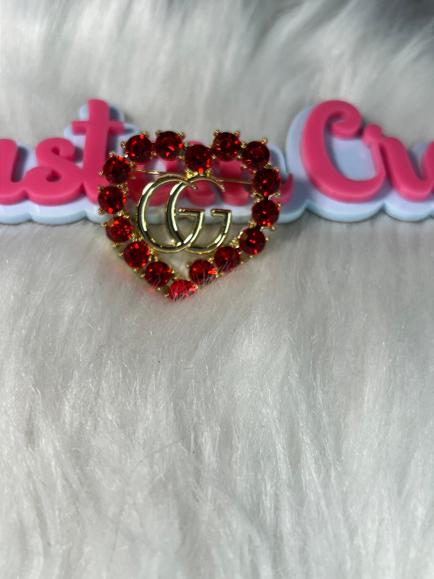 ❤️ Red Crystal Heart GG Brooch (Gold Base)