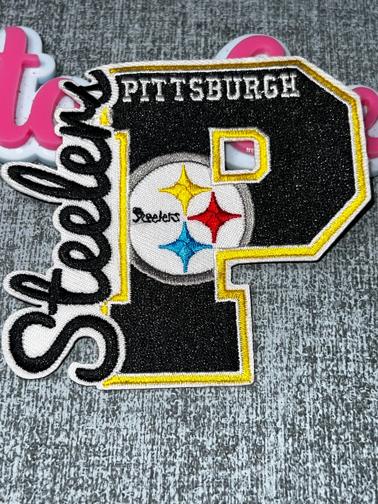 Black & Yellow Letter Embroidered Patch – Large P Iron On Applique