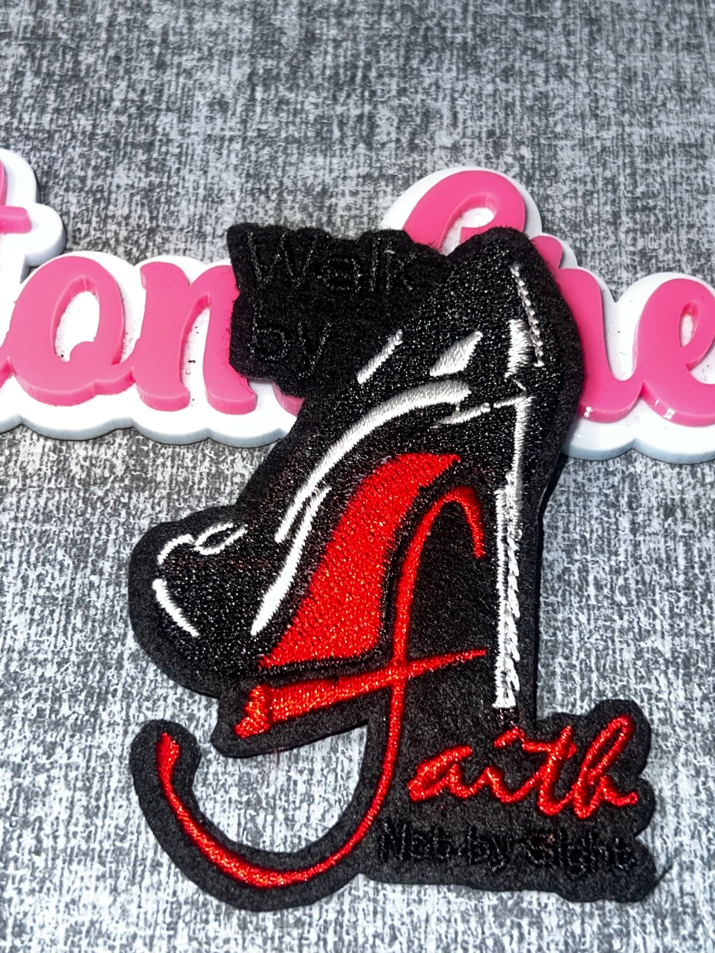 Walk By Faith Embroidered High Heel Patch – Inspirational Fashion Patch