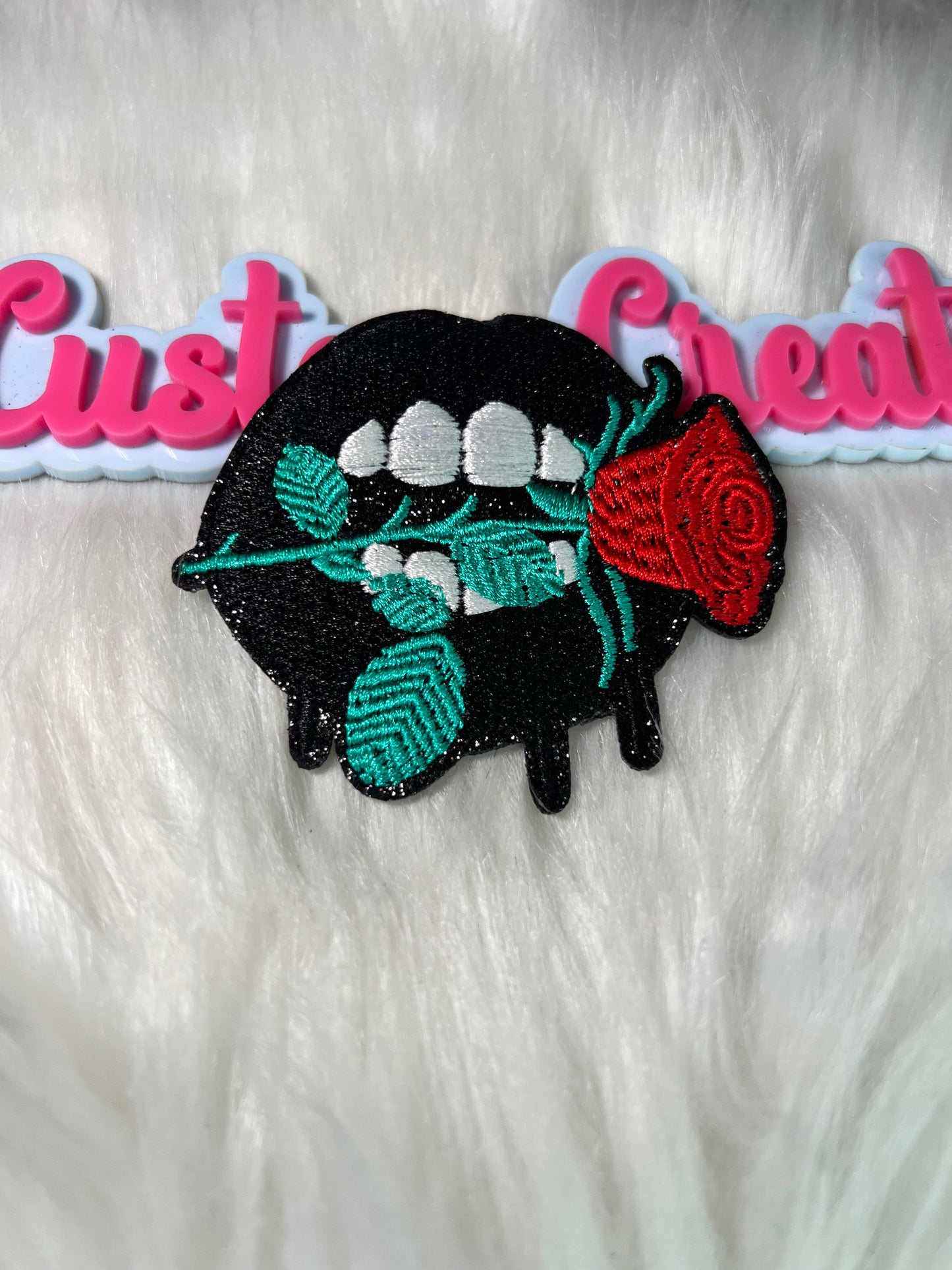 Black Lips with Rose in mouth