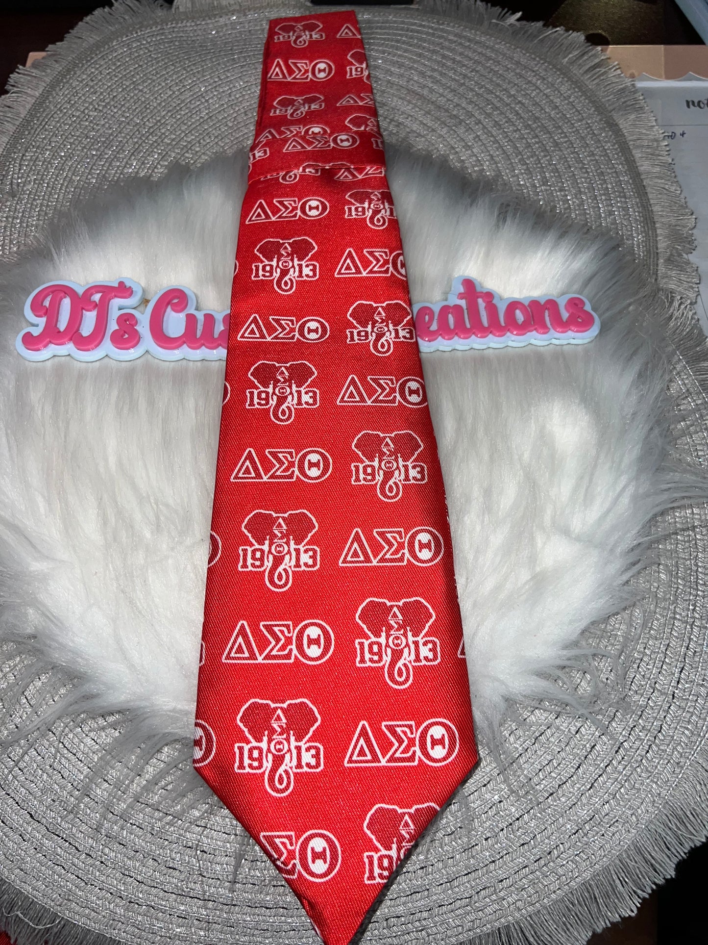 Red Elephant 1913 Delta Tie – Greek Style Pattern