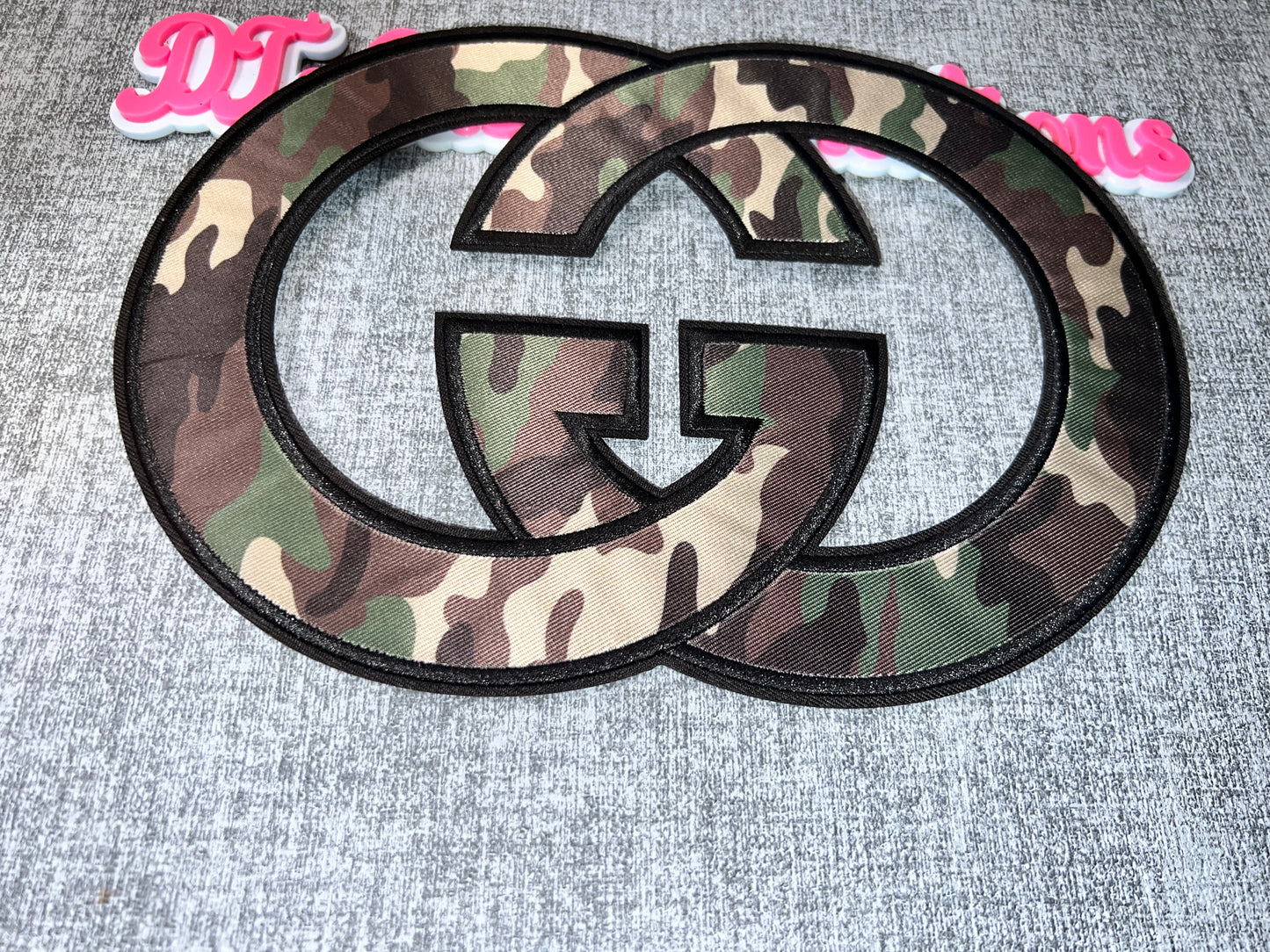 Camouflage Double Letter Iron-On Patch – Luxe Embroidered Statement Patch for DIY Clothing & Accessories