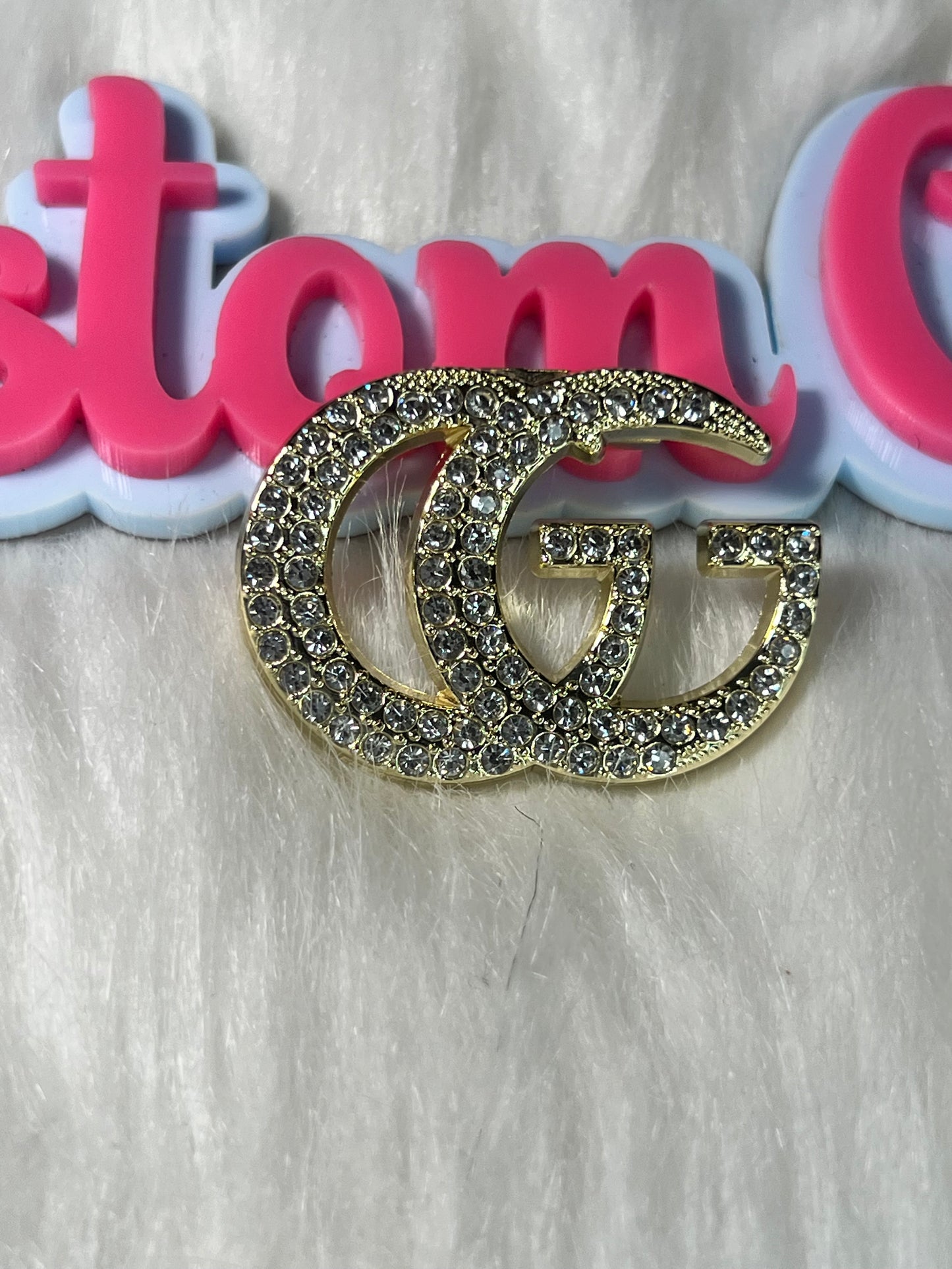 π Gold Crystal Double G Brooch