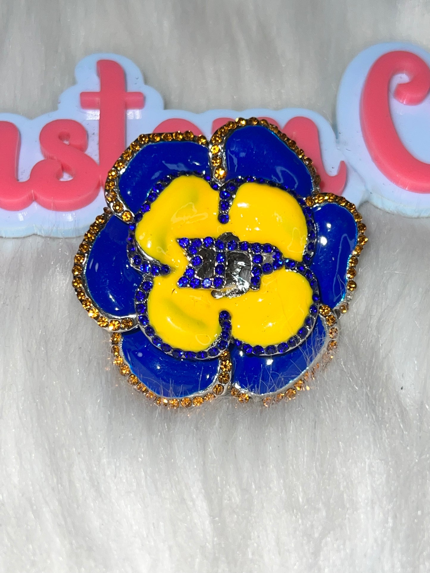 Sigma Blue & Yellow Flower Brooch