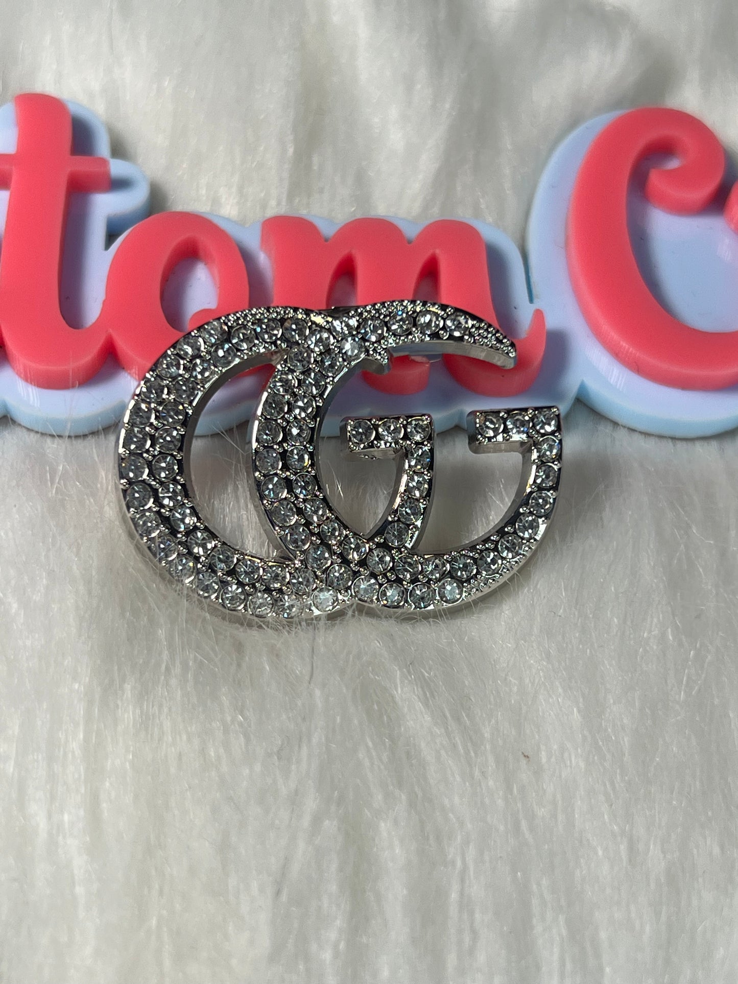 π Silver Crystal Double GG Brooch