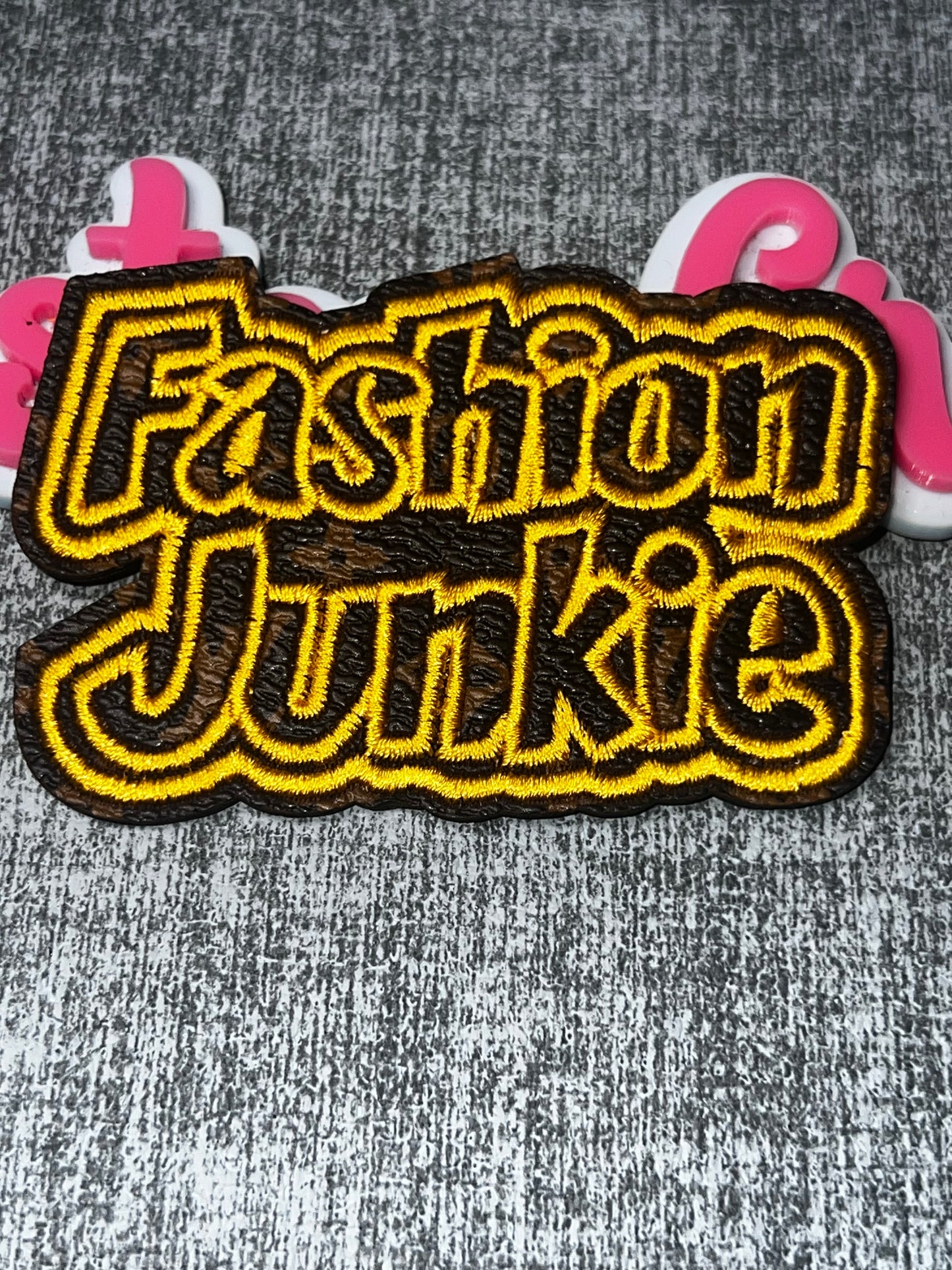 Curved Script Patch | Iron On Embroidered Patch, Small Statement Applique, DIY Hat Bag Jacket Patch